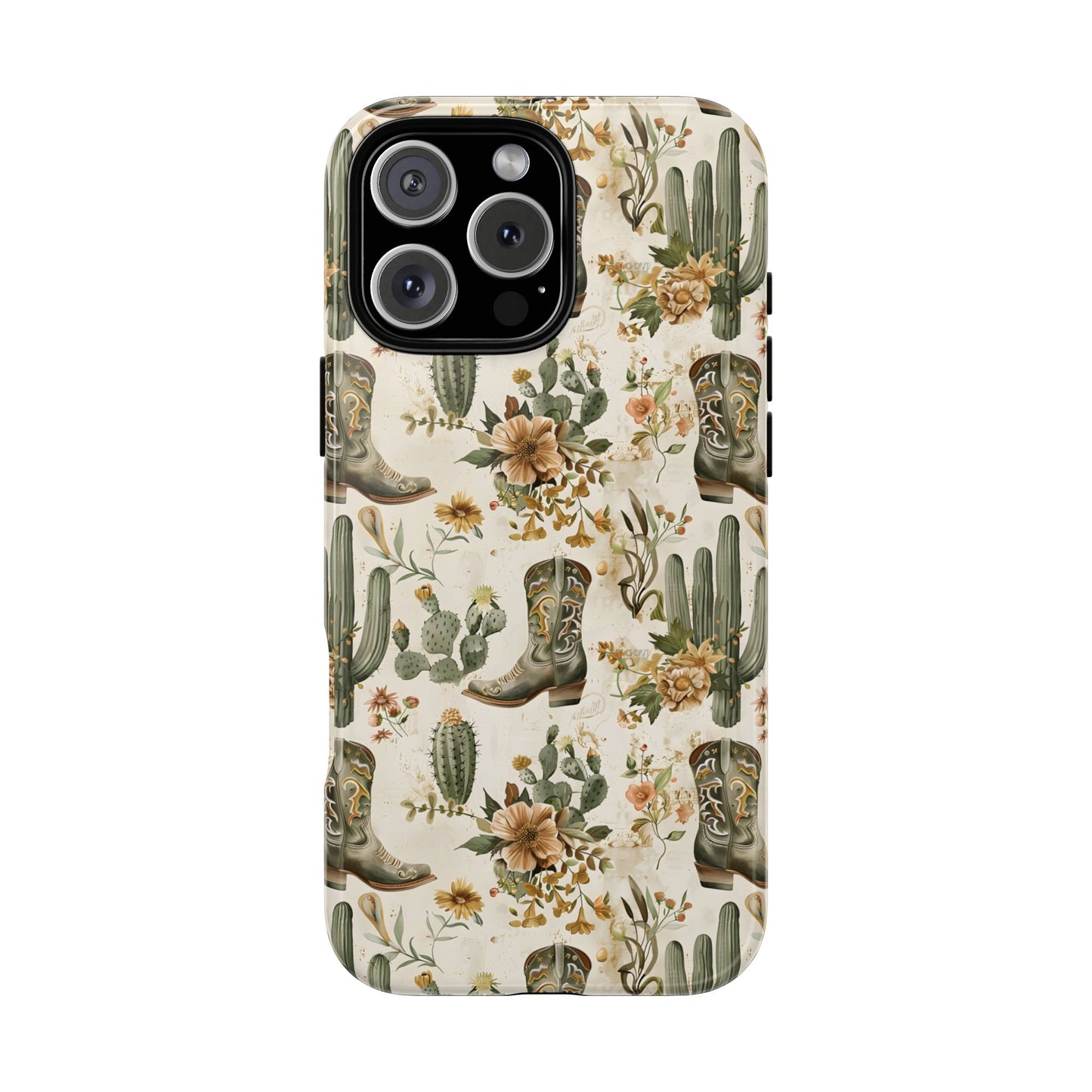Sage Boots and Flowers Tough Phone Case