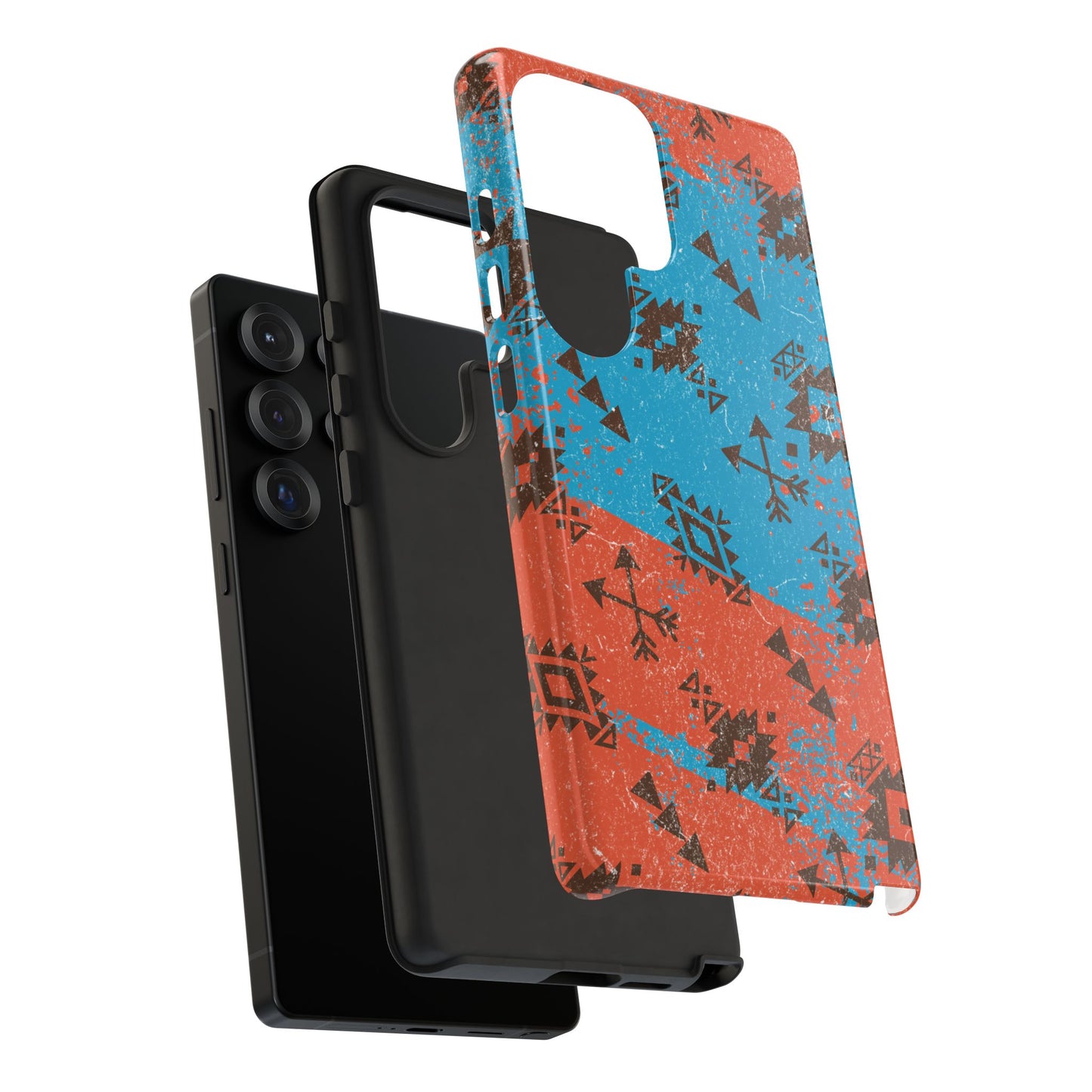 Orange Blue Aztec Grunge Phone Case