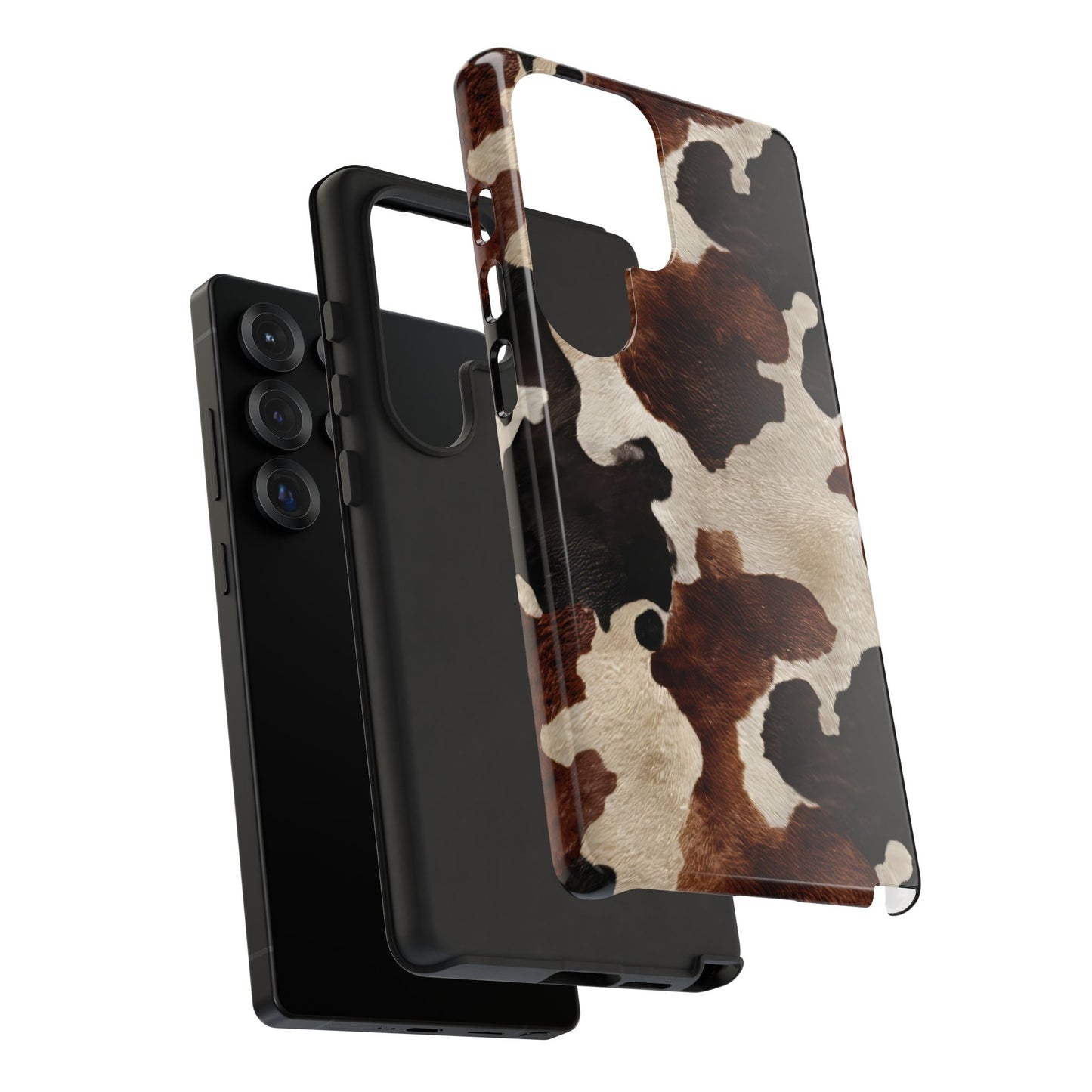 Brown Black Cowhide Phone Case
