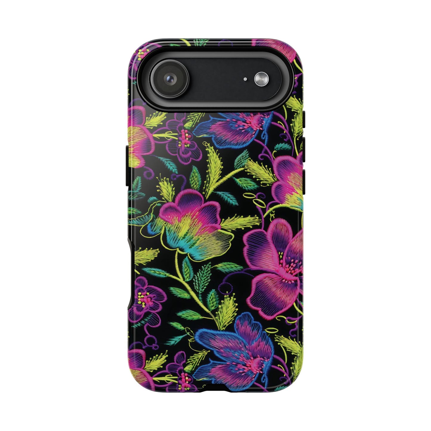 Neon Green Flowers Tough Phone Case