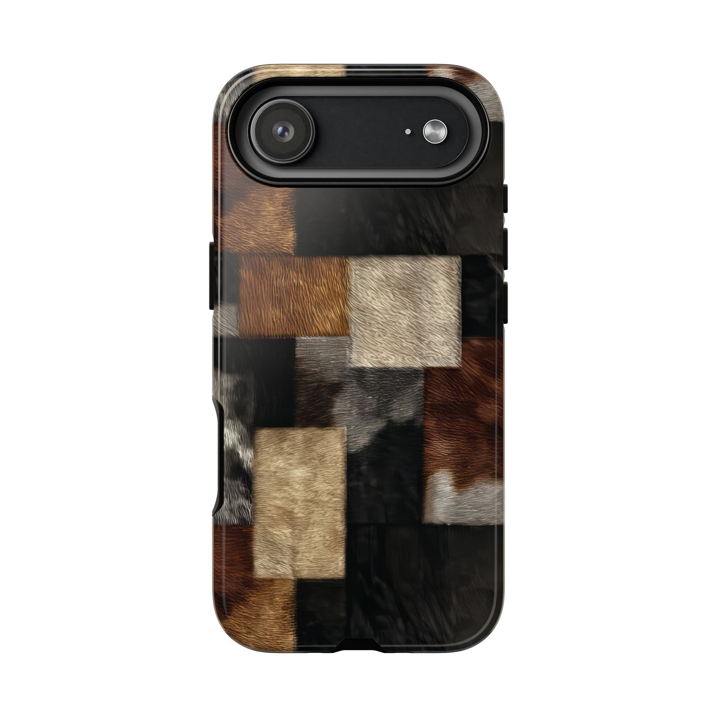 Cowhide Patchwork Tough Phone Case
