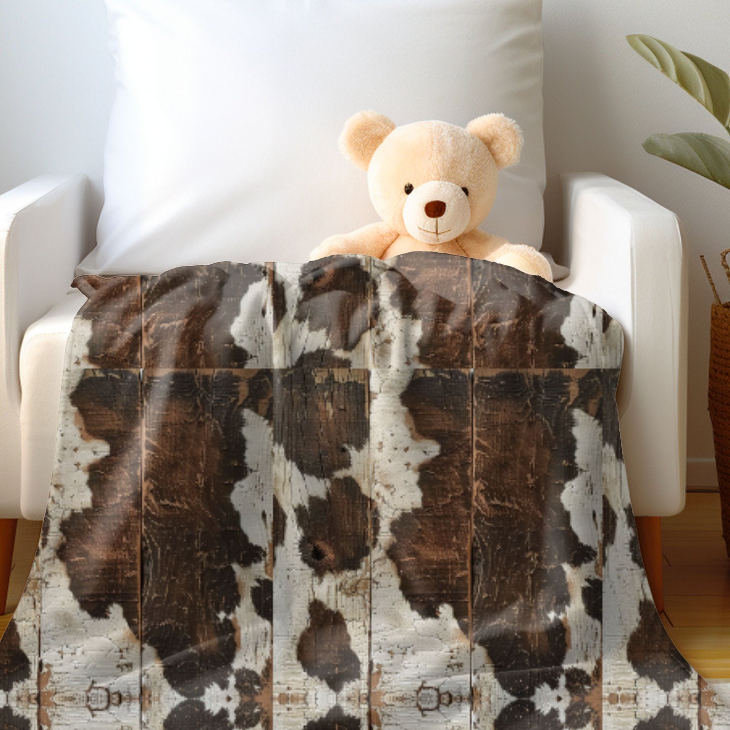 Brown Wooden Cowhide Blanket