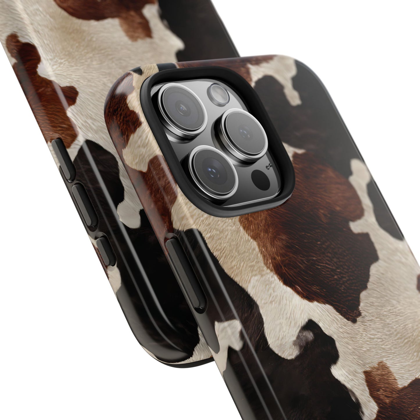 Brown Black Cowhide Phone Case