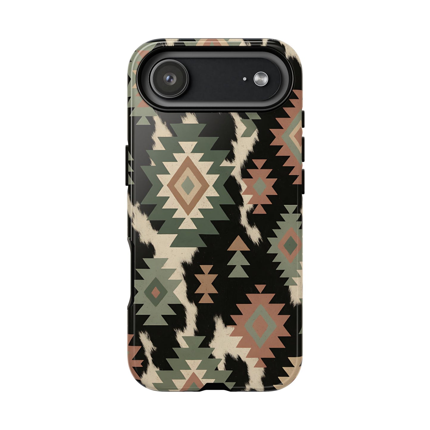 Sage Aztec + Cowhide Tough Phone Case
