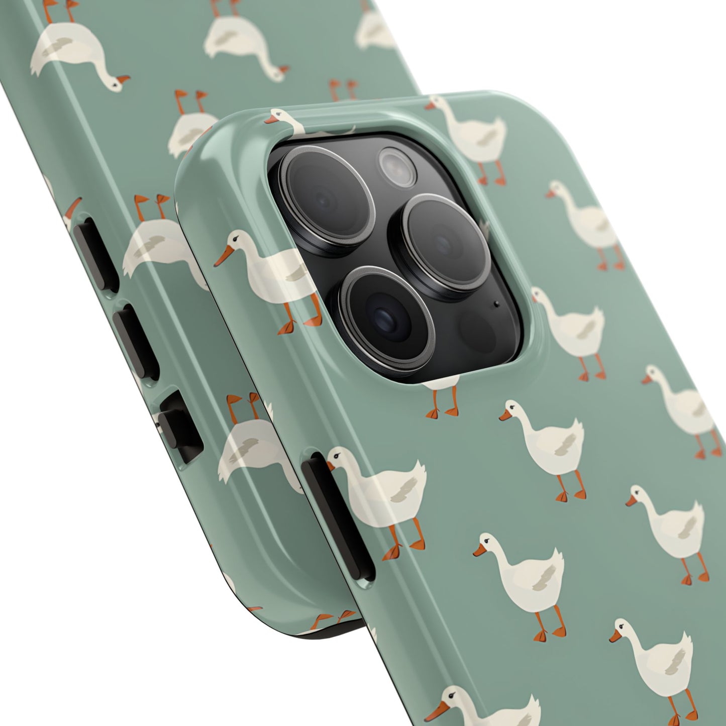 White Ducks on Teal Phone Case