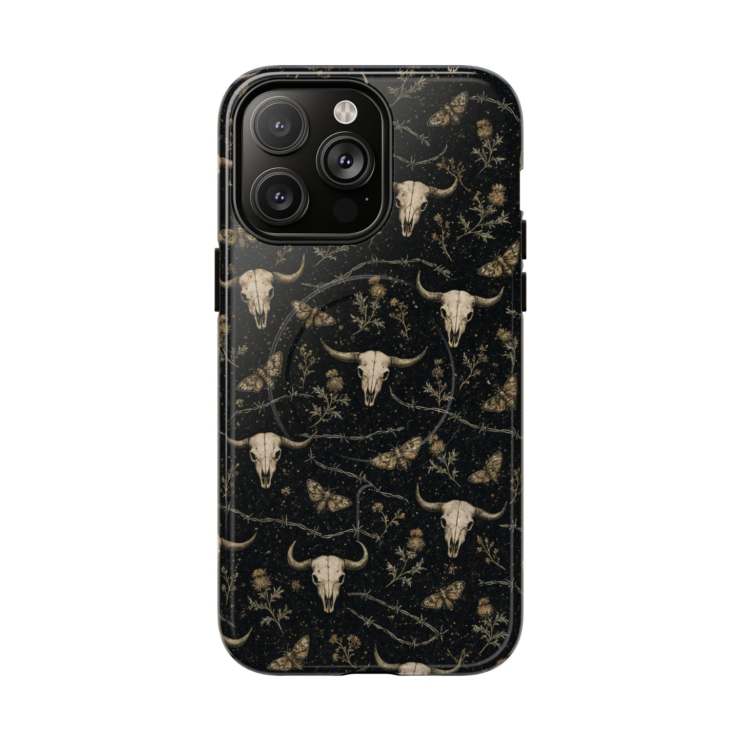 Bull Skull Barbwire Magnetic Case