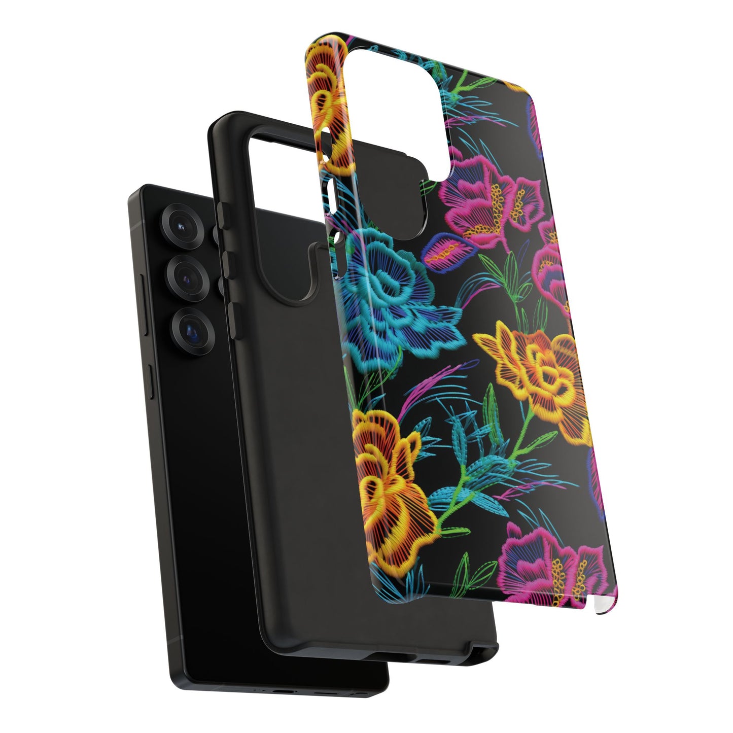 Neon Orange Flowers Phone Case