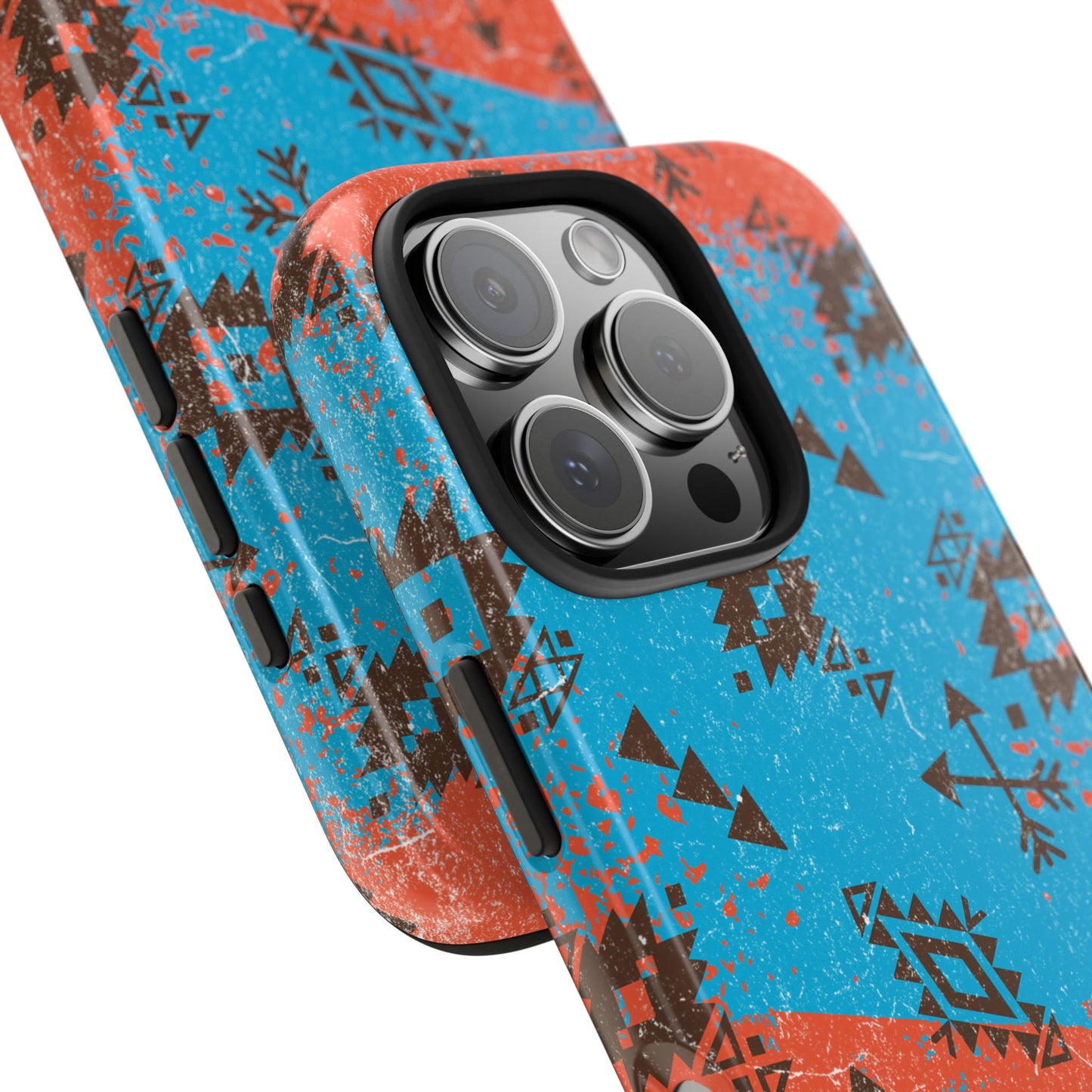 Orange Blue Aztec Grunge Phone Case