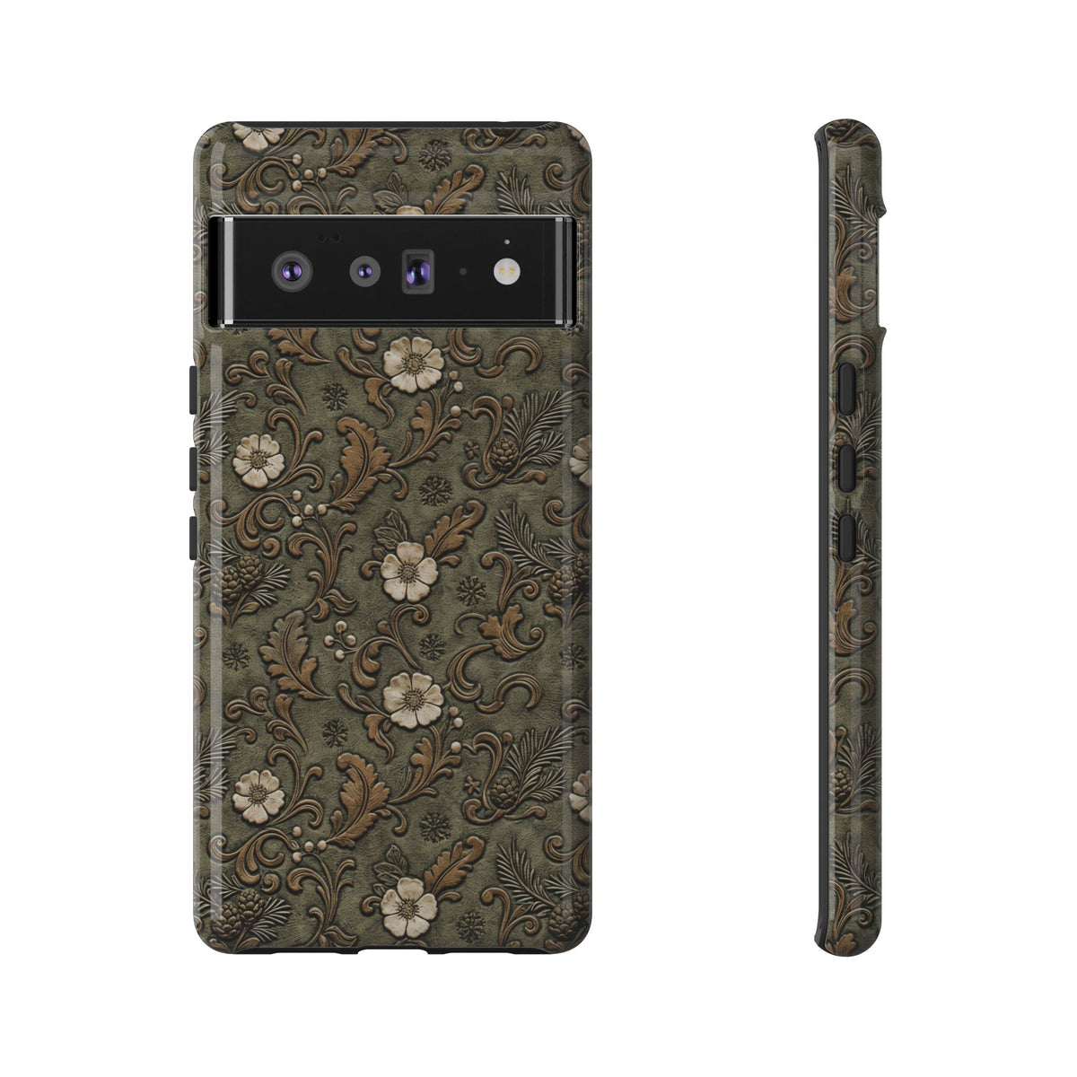 Sage Tooled Roses Tough Case