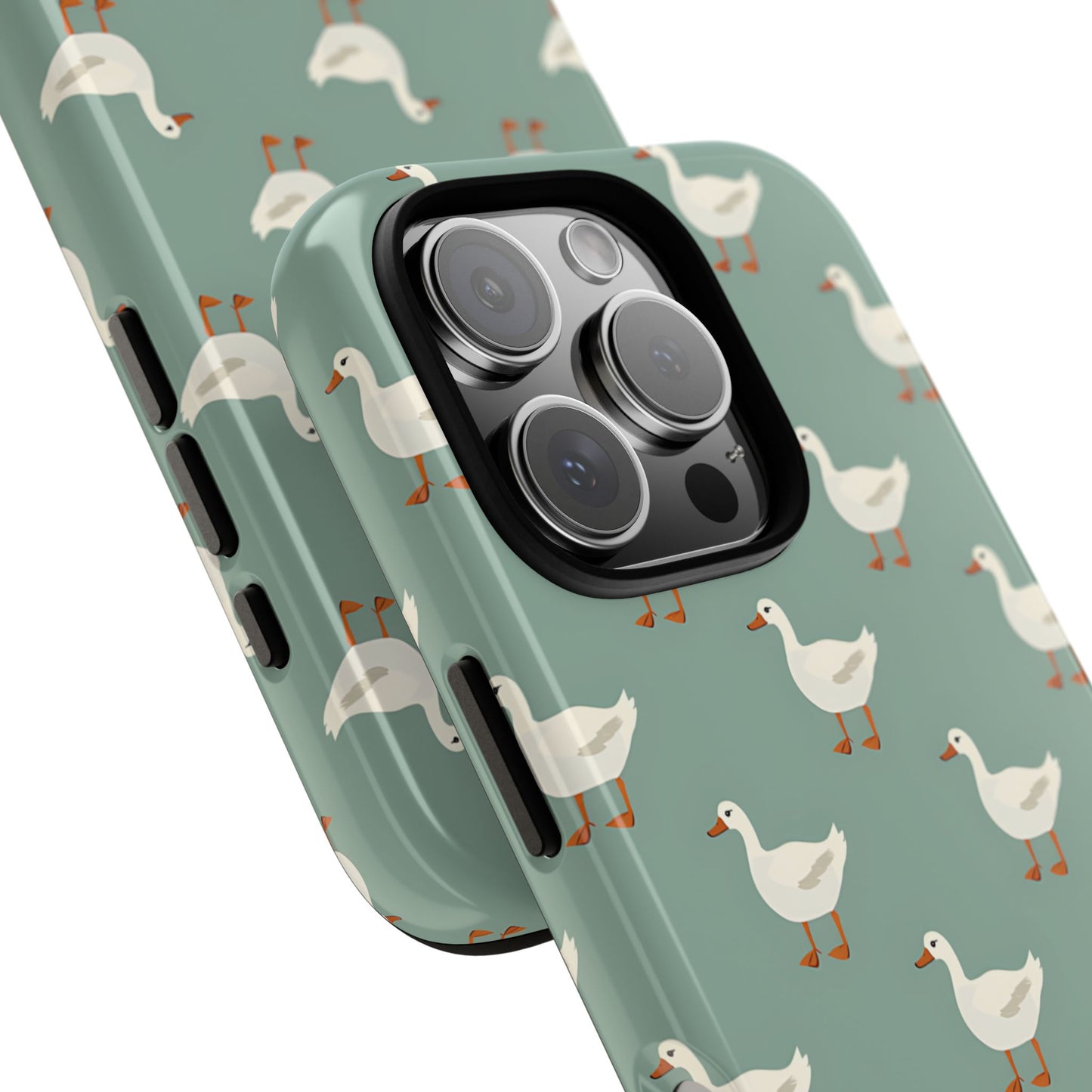 White Ducks on Teal Tough Phone Case