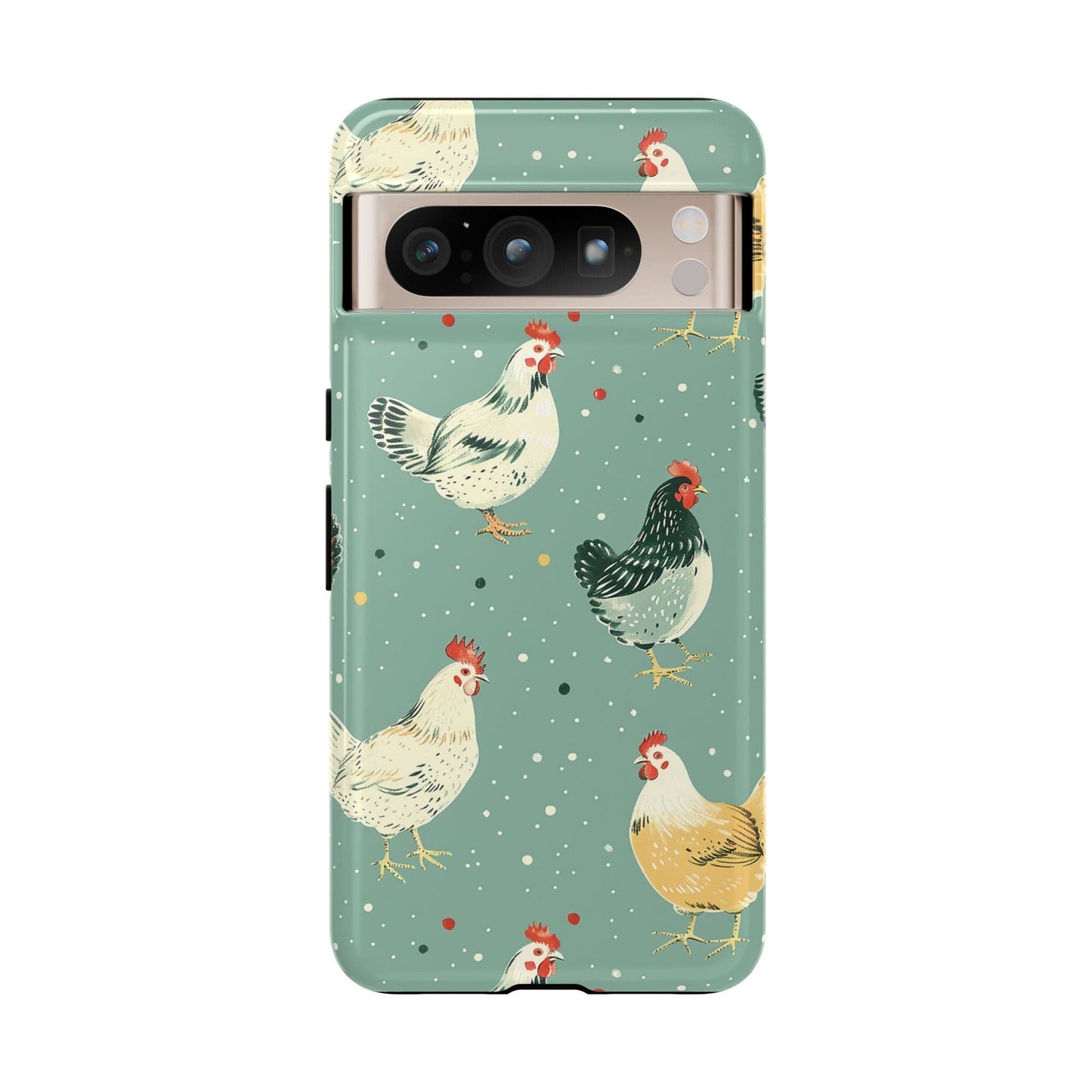 Green Polka Dot Chickens Phone Case