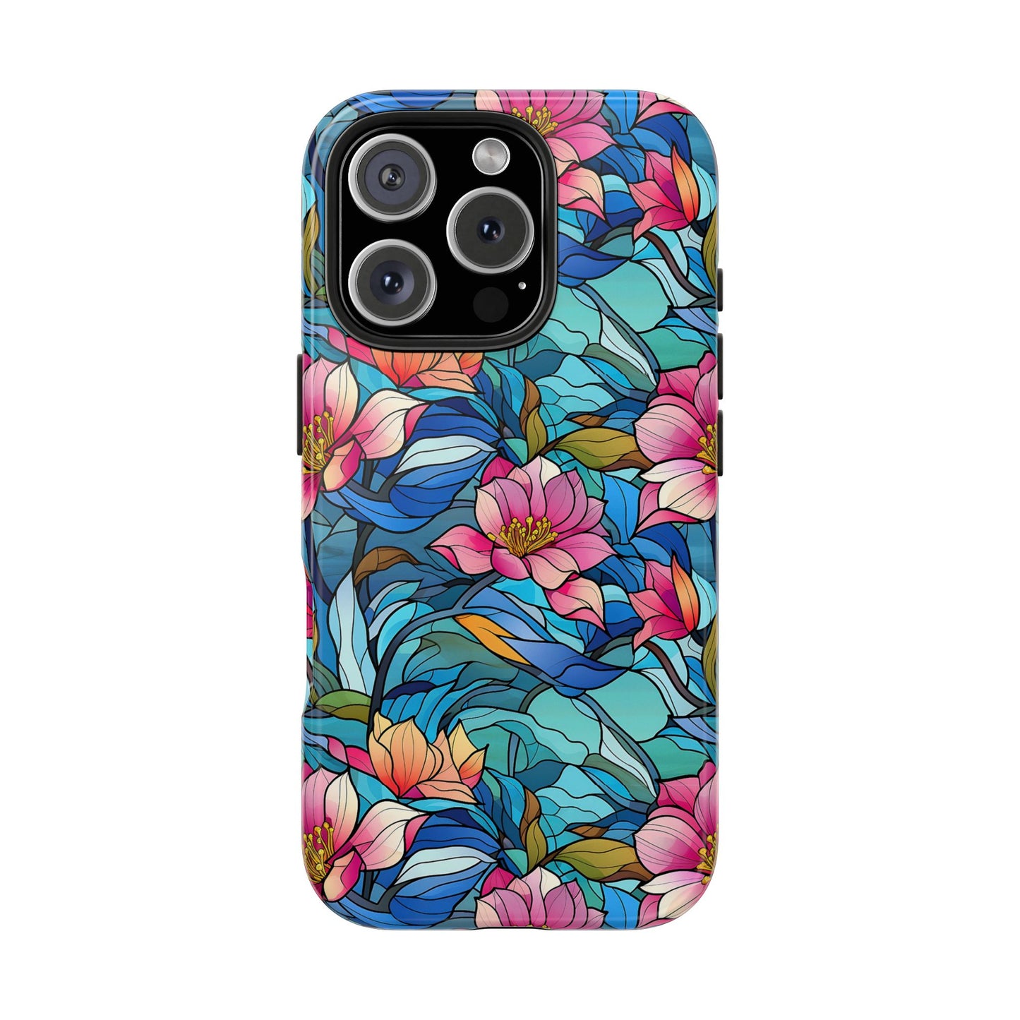 Stained Glass Pink Flowers Phone Case
