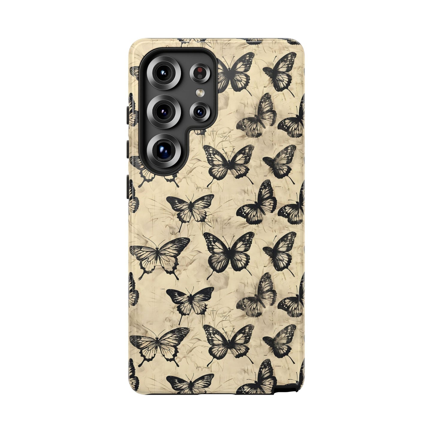 Black Vintage Butterflies Tough Phone Case