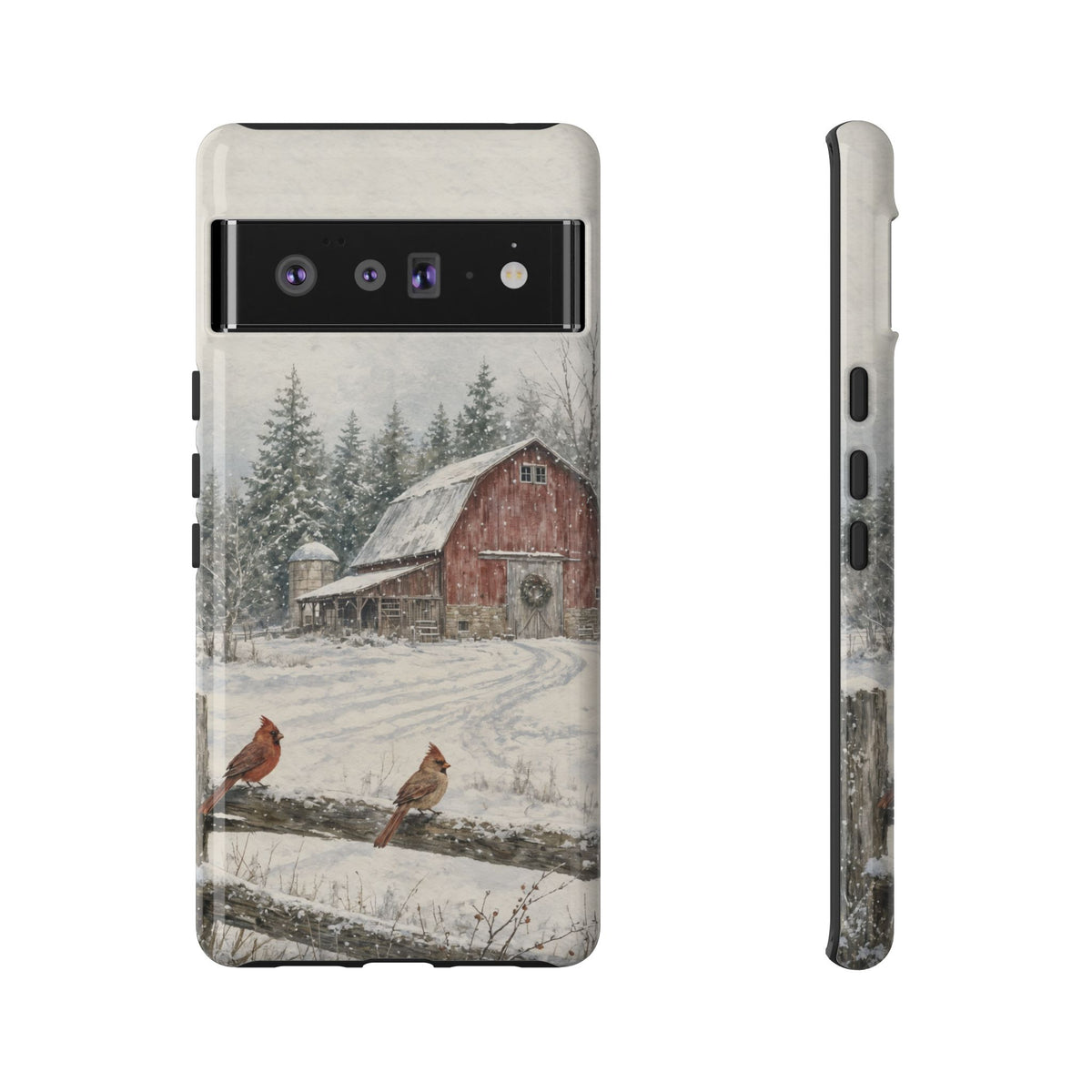 Snowy Red Barn Tough Case