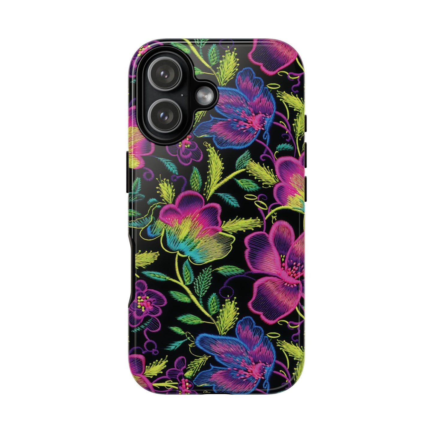 Neon Green Flowers Tough Phone Case