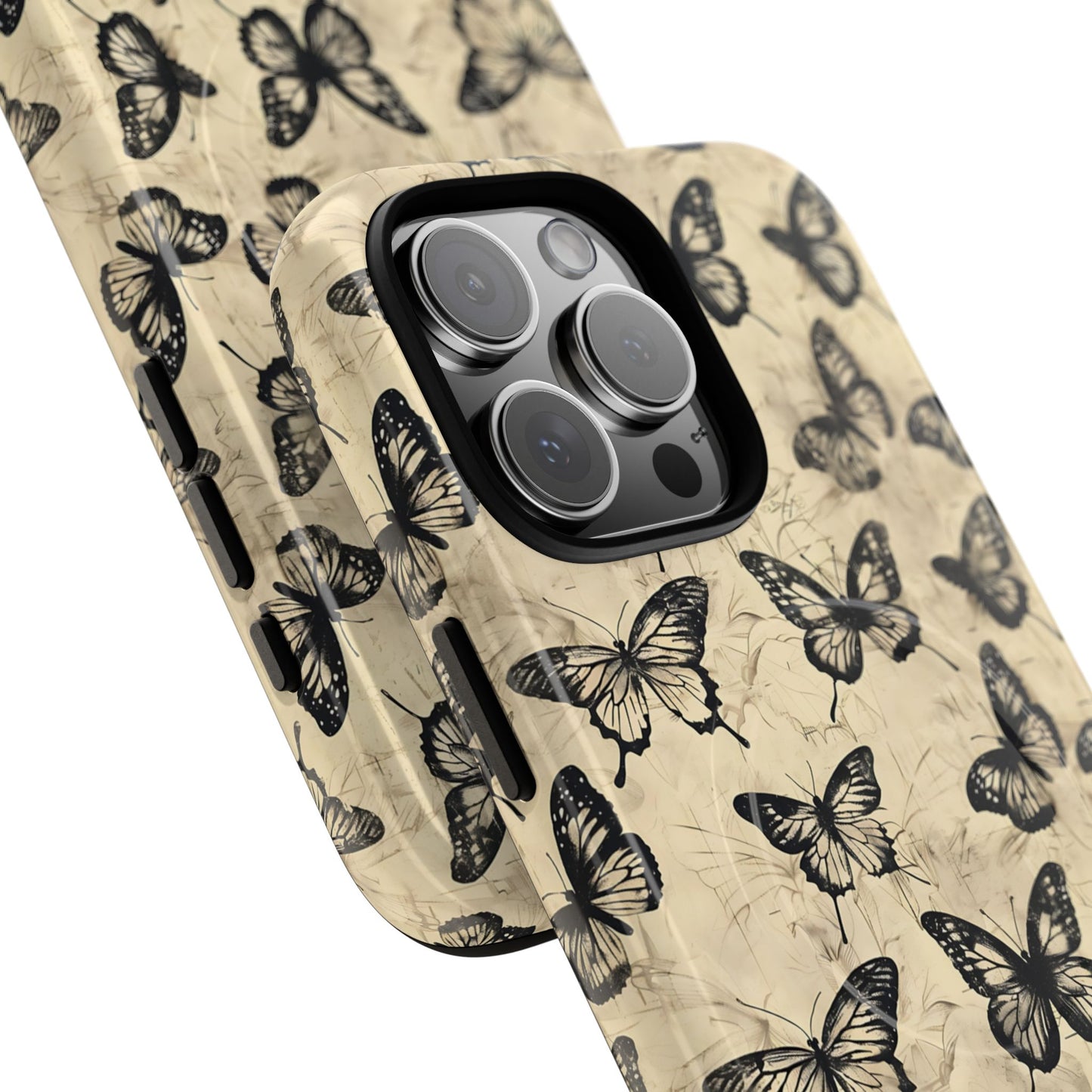 Black Vintage Butterflies Magnetic Case