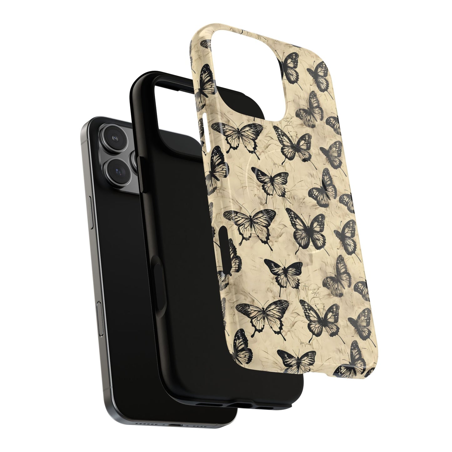 Black Vintage Butterflies Magnetic Case