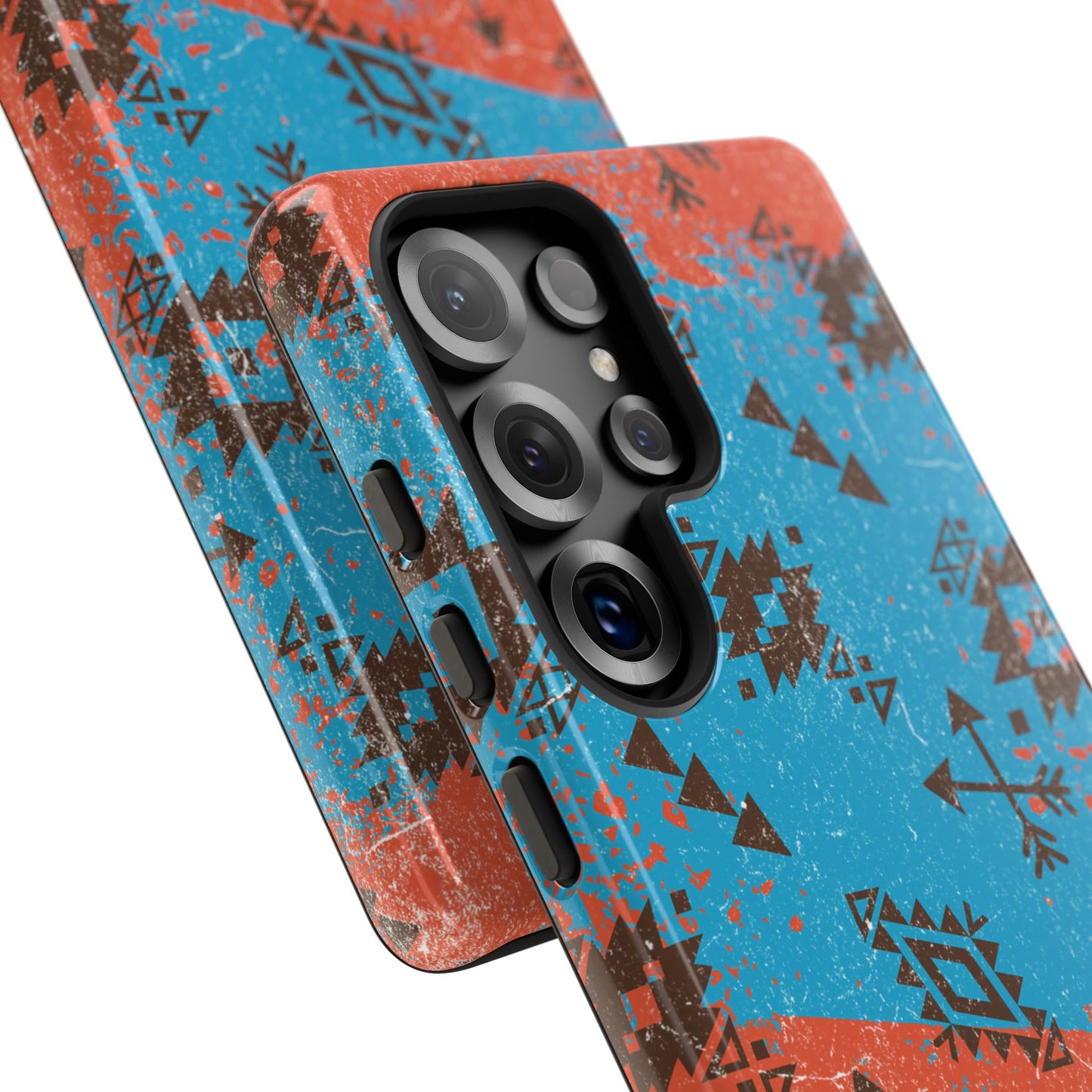 Orange Blue Aztec Grunge Phone Case