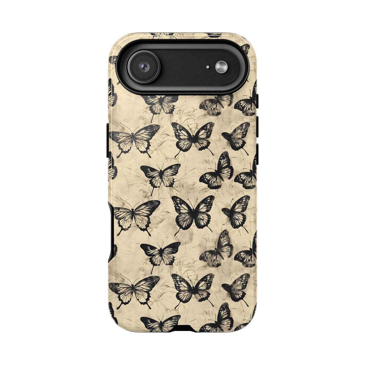 Black Vintage Butterflies Tough Phone Case