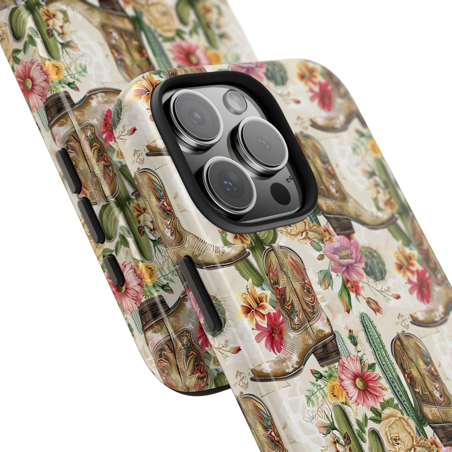 Pink Flowers and Boots Phone Case