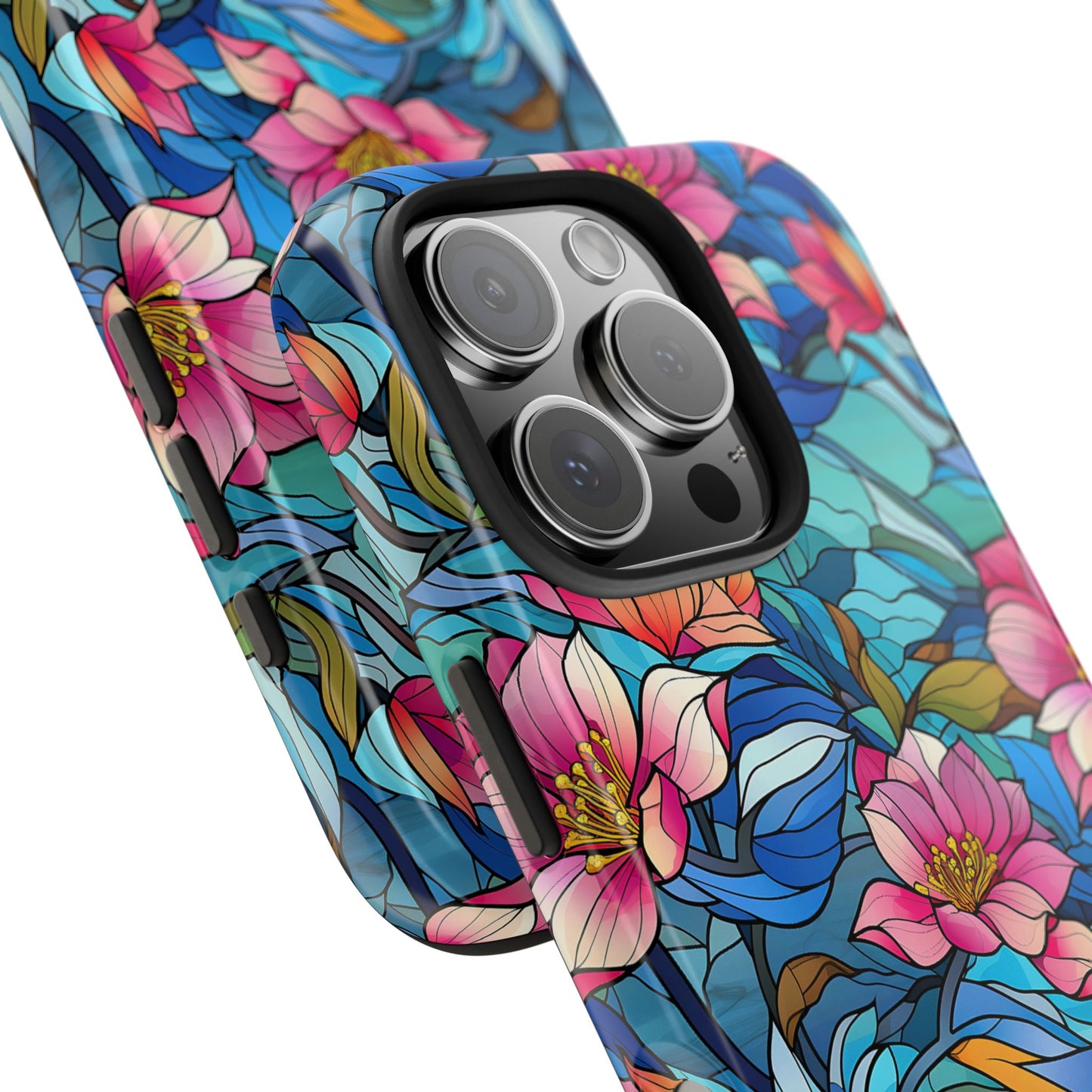 Stained Glass Pink Flowers Phone Case