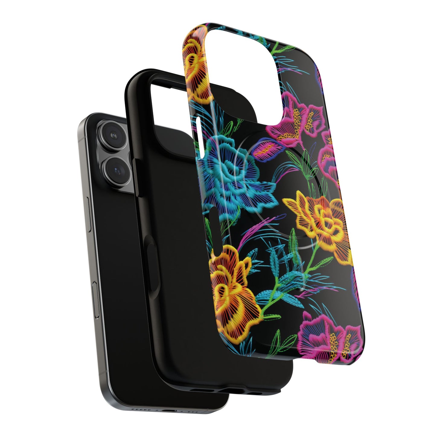 Neon Orange Flowers Magnetic Case