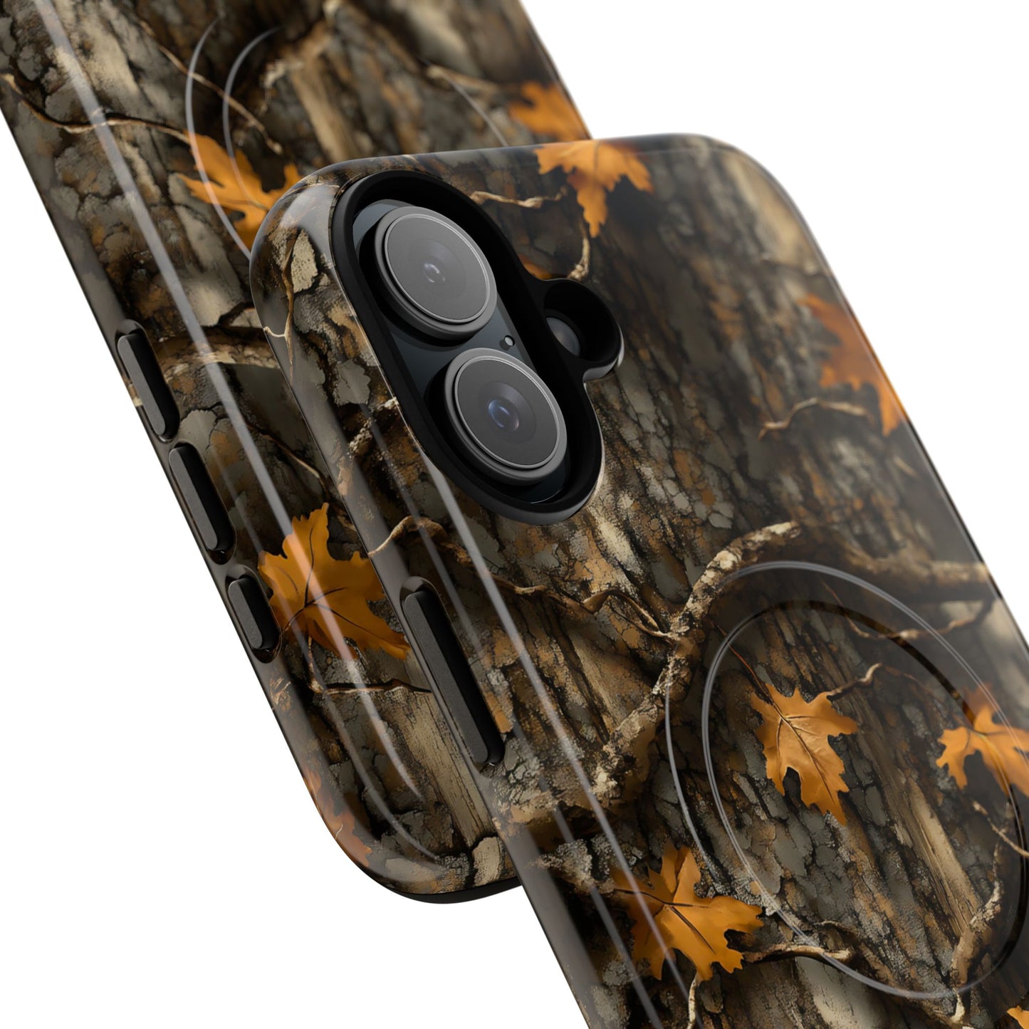 Orange Leaf Tree Camo Magnetic Case