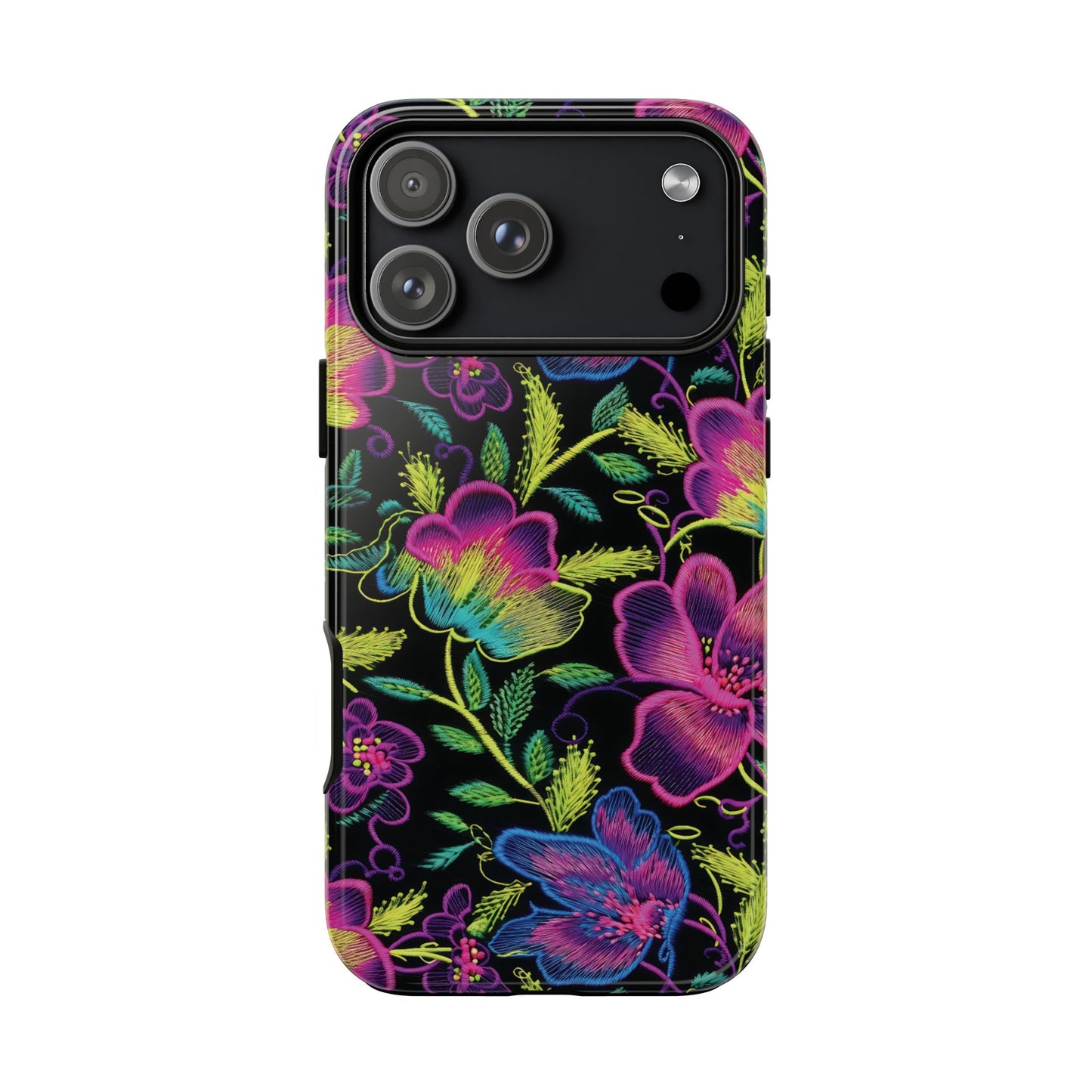 Neon Green Flowers Tough Phone Case