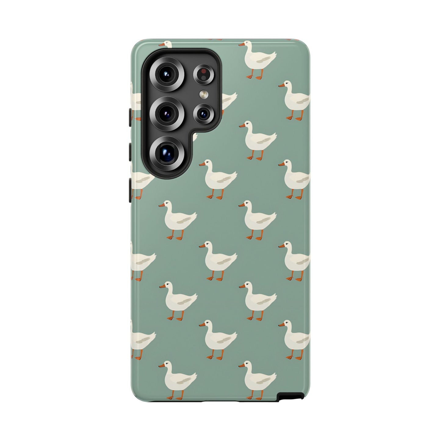White Ducks on Teal Tough Phone Case