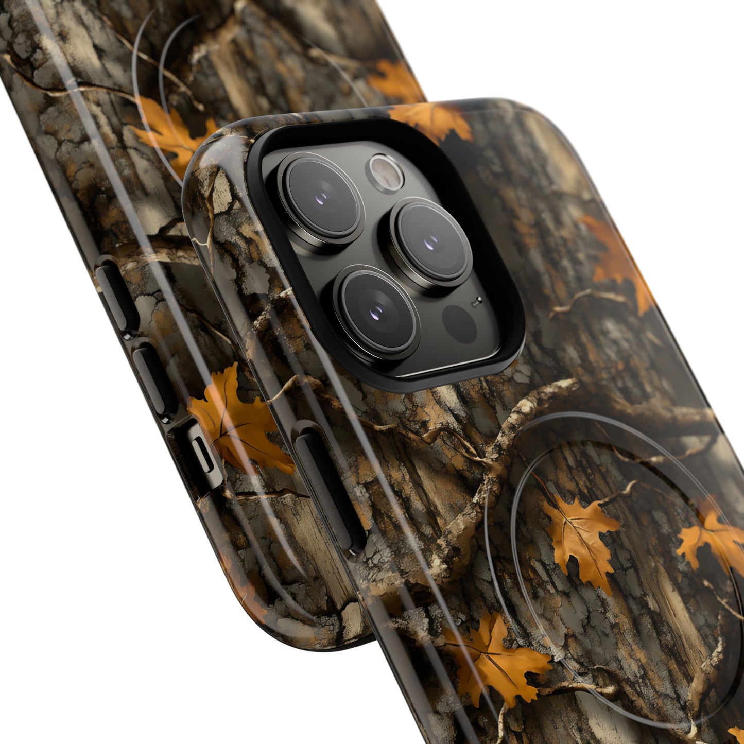 Orange Leaf Tree Camo Magnetic Case