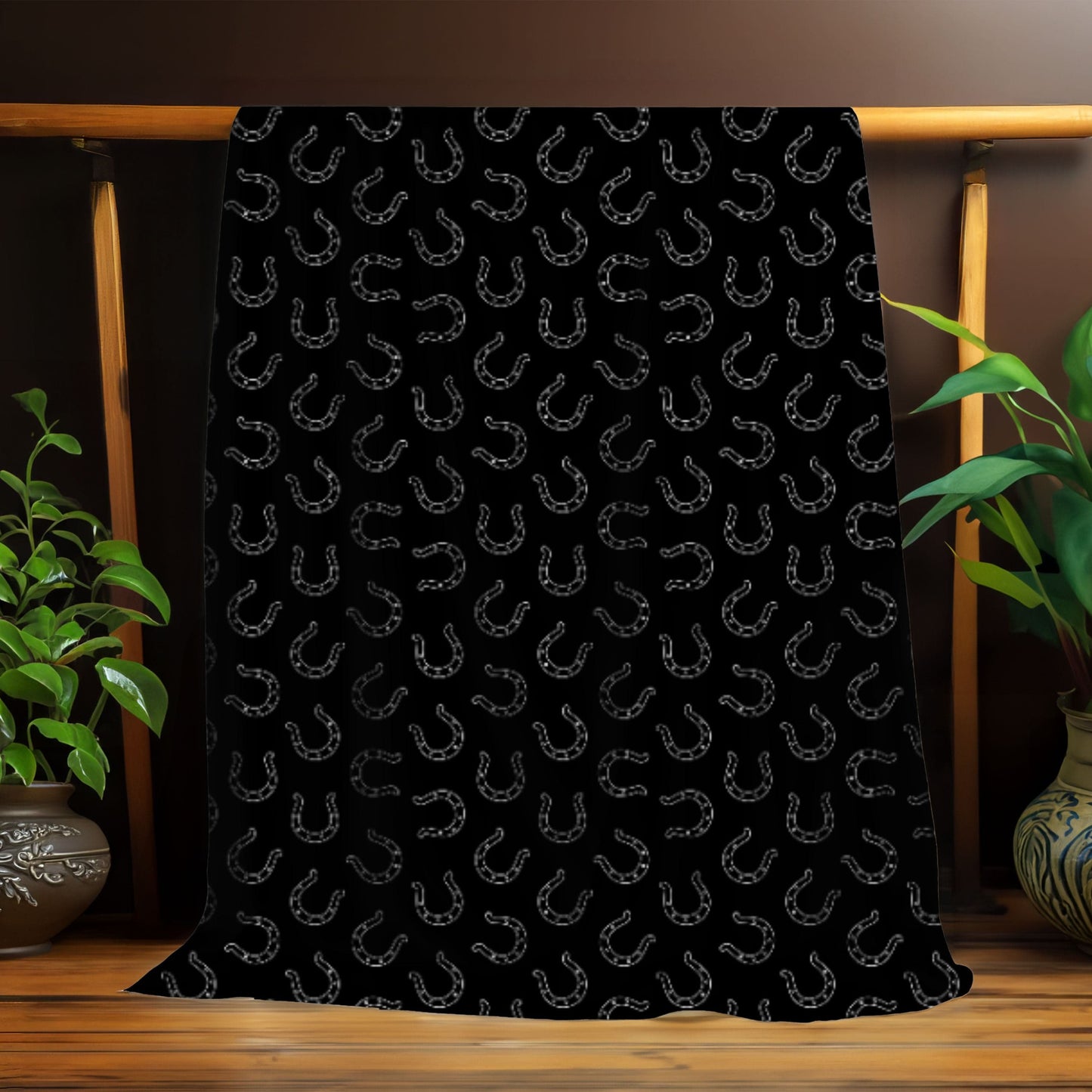 Black Horseshoes Blanket