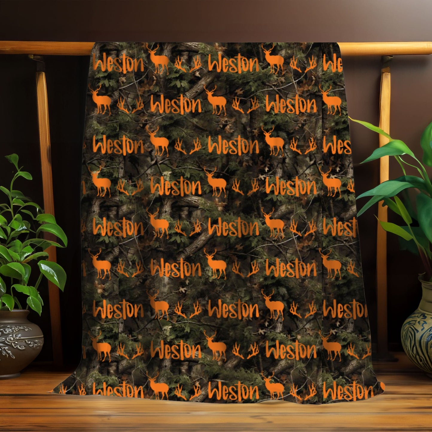 Personalized Camo Deer Blanket
