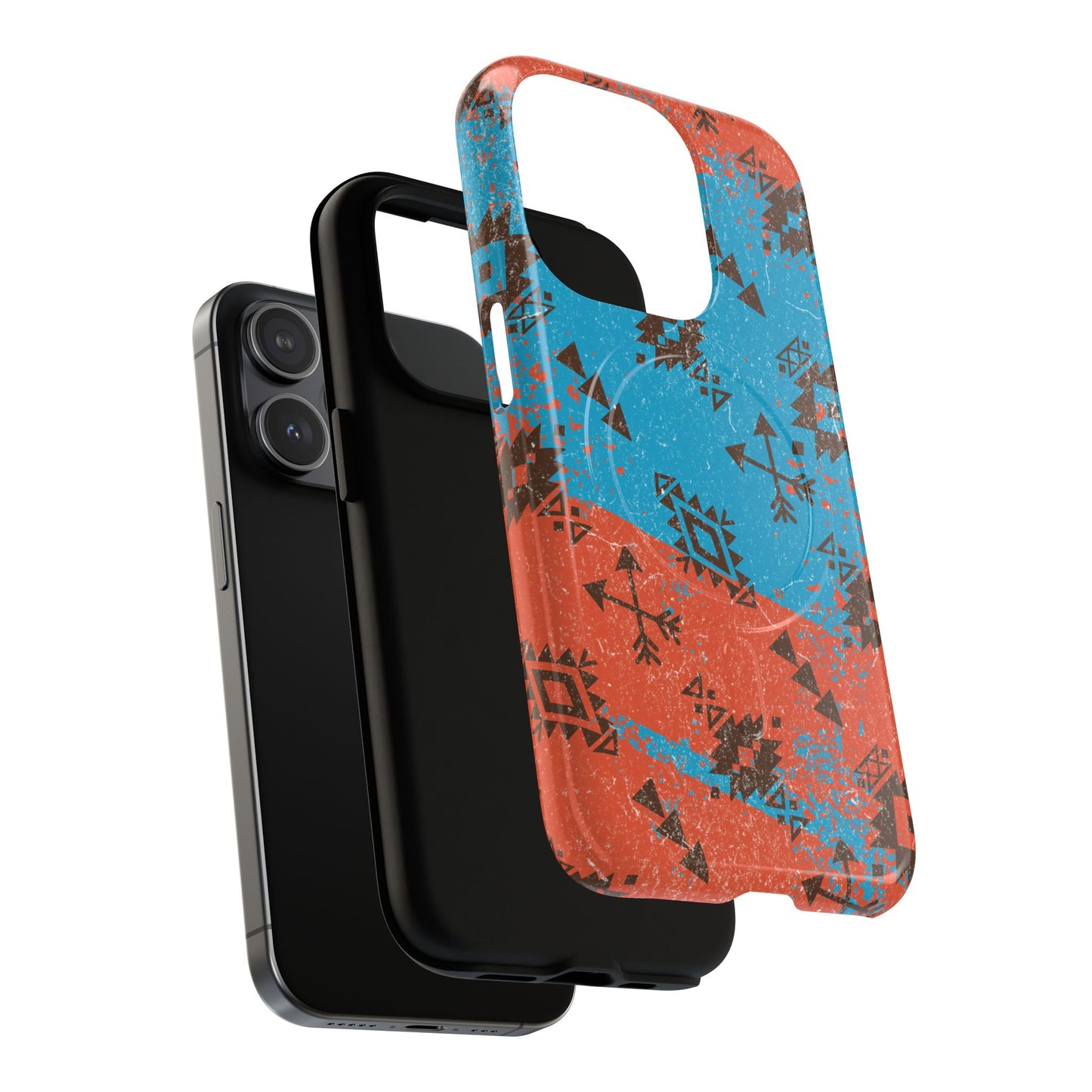 Orange Blue Aztec Grunge Magnetic Case
