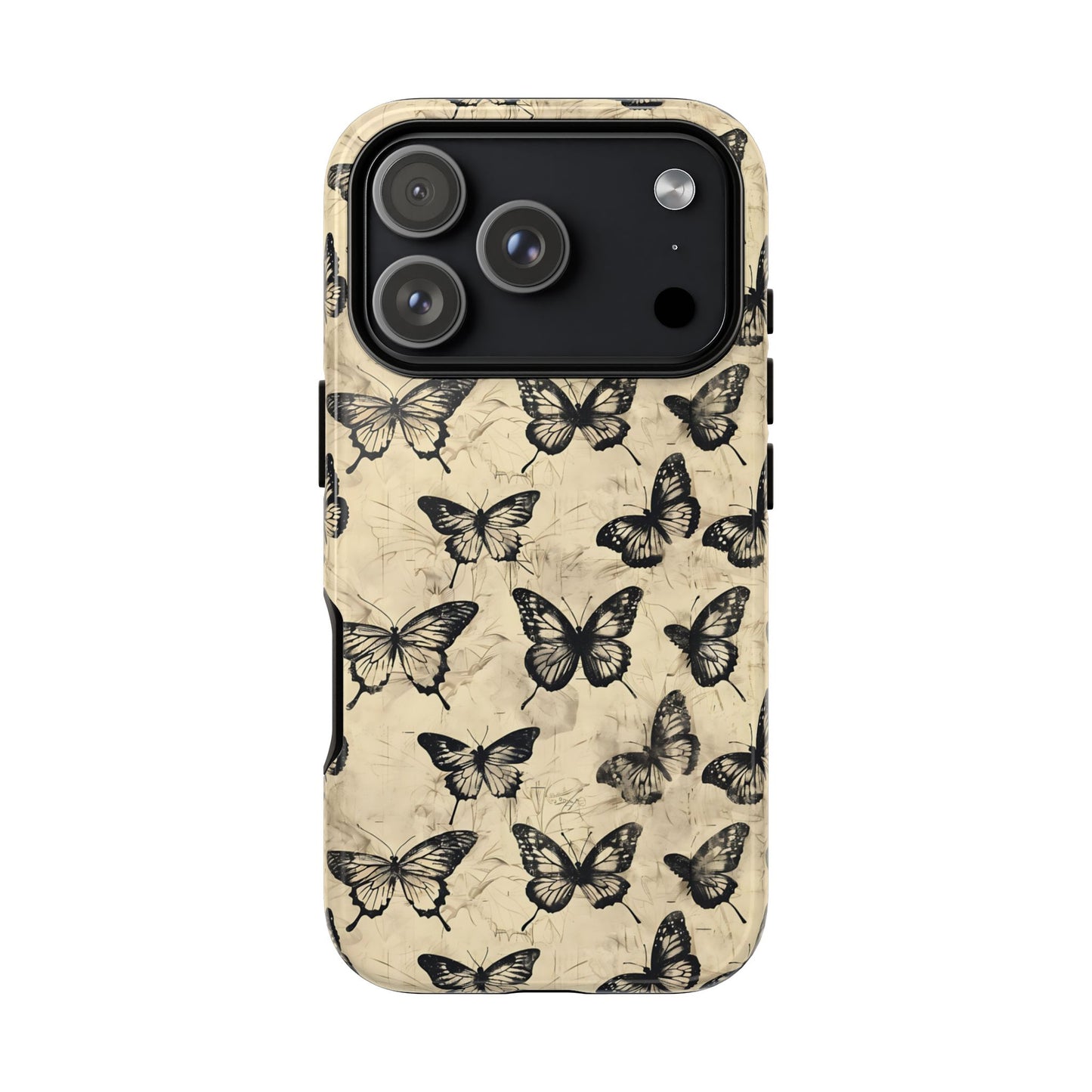 Black Vintage Butterflies Tough Phone Case