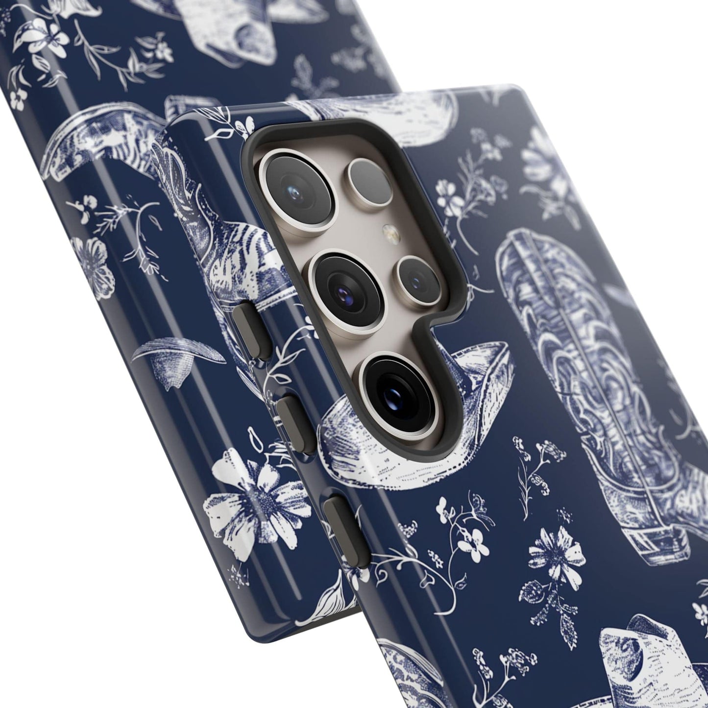 Navy Floral Boots Phone Case
