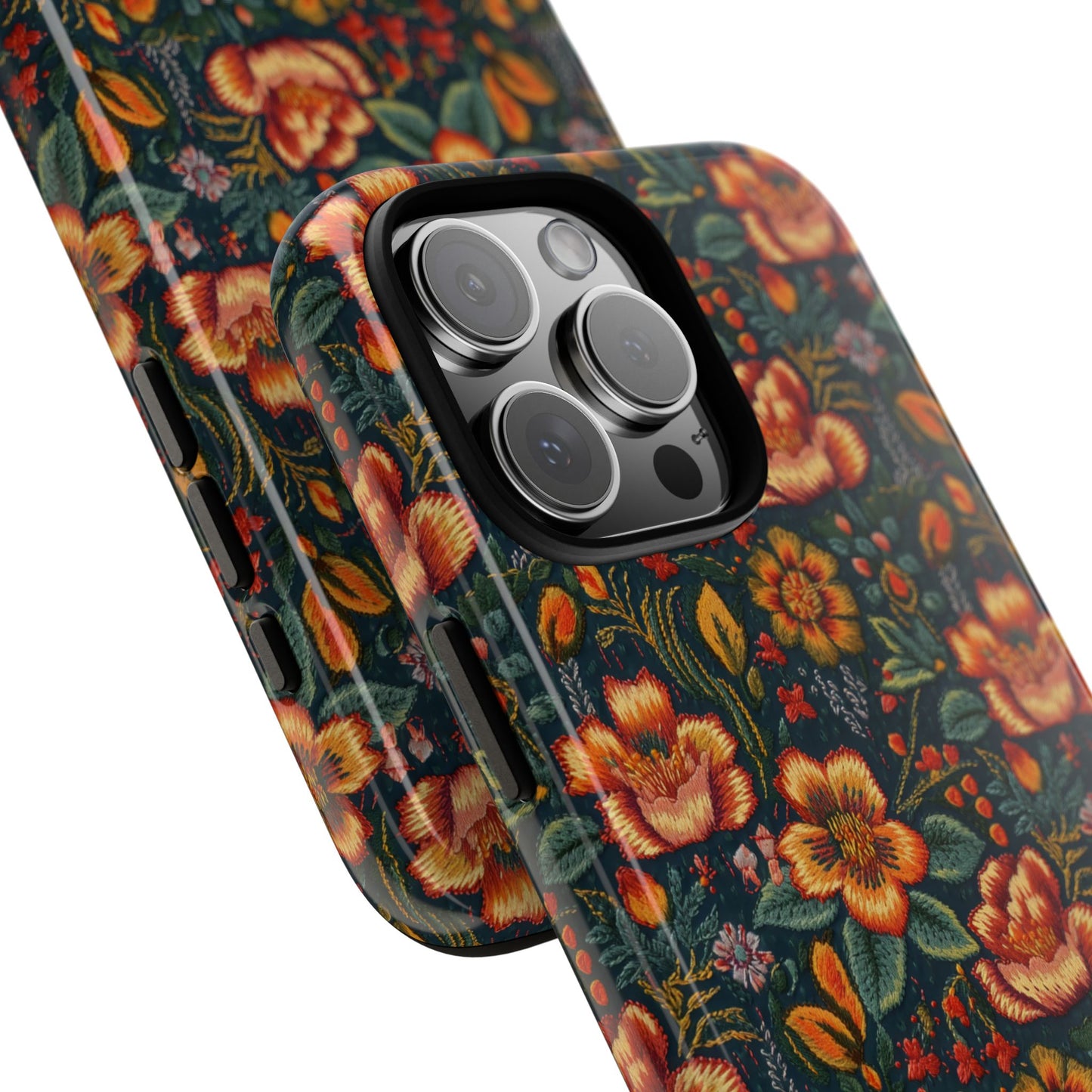 Embroidered Flowers Tough Phone Case
