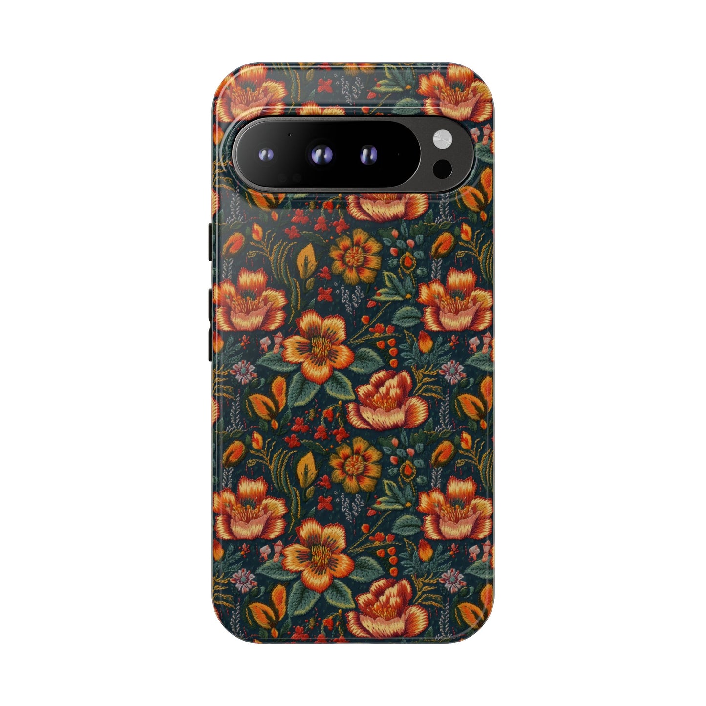 Embroidered Flowers Tough Phone Case