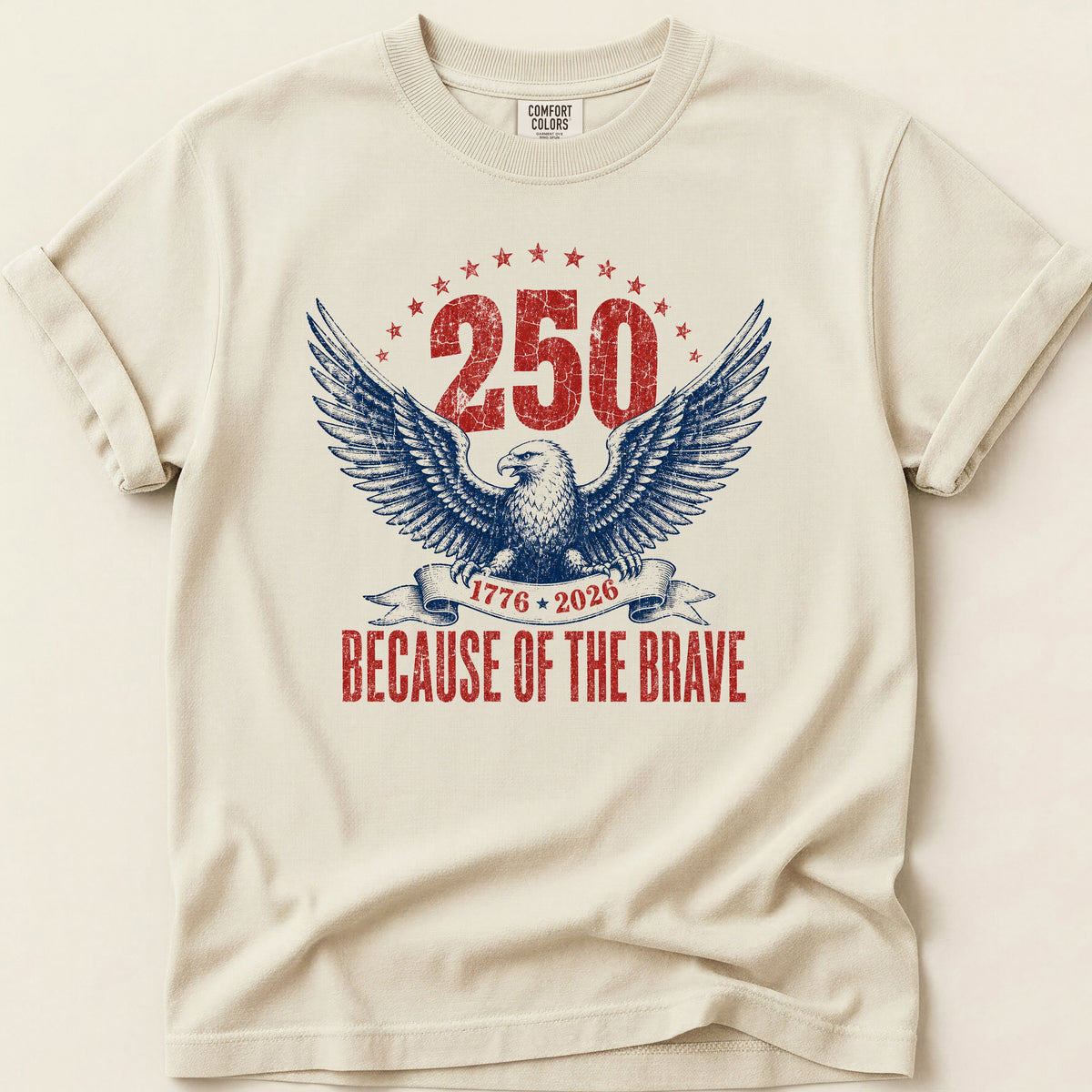 250 Because Of The Brave T-shirt on Ivory