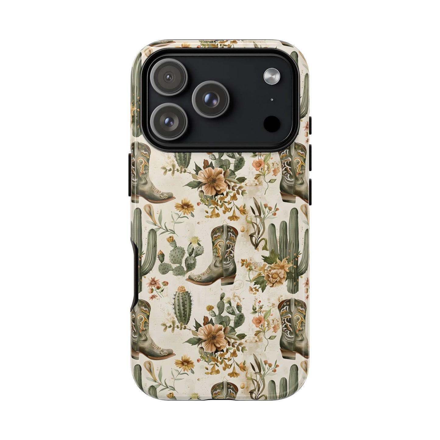 Sage Boots and Flowers Tough Phone Case