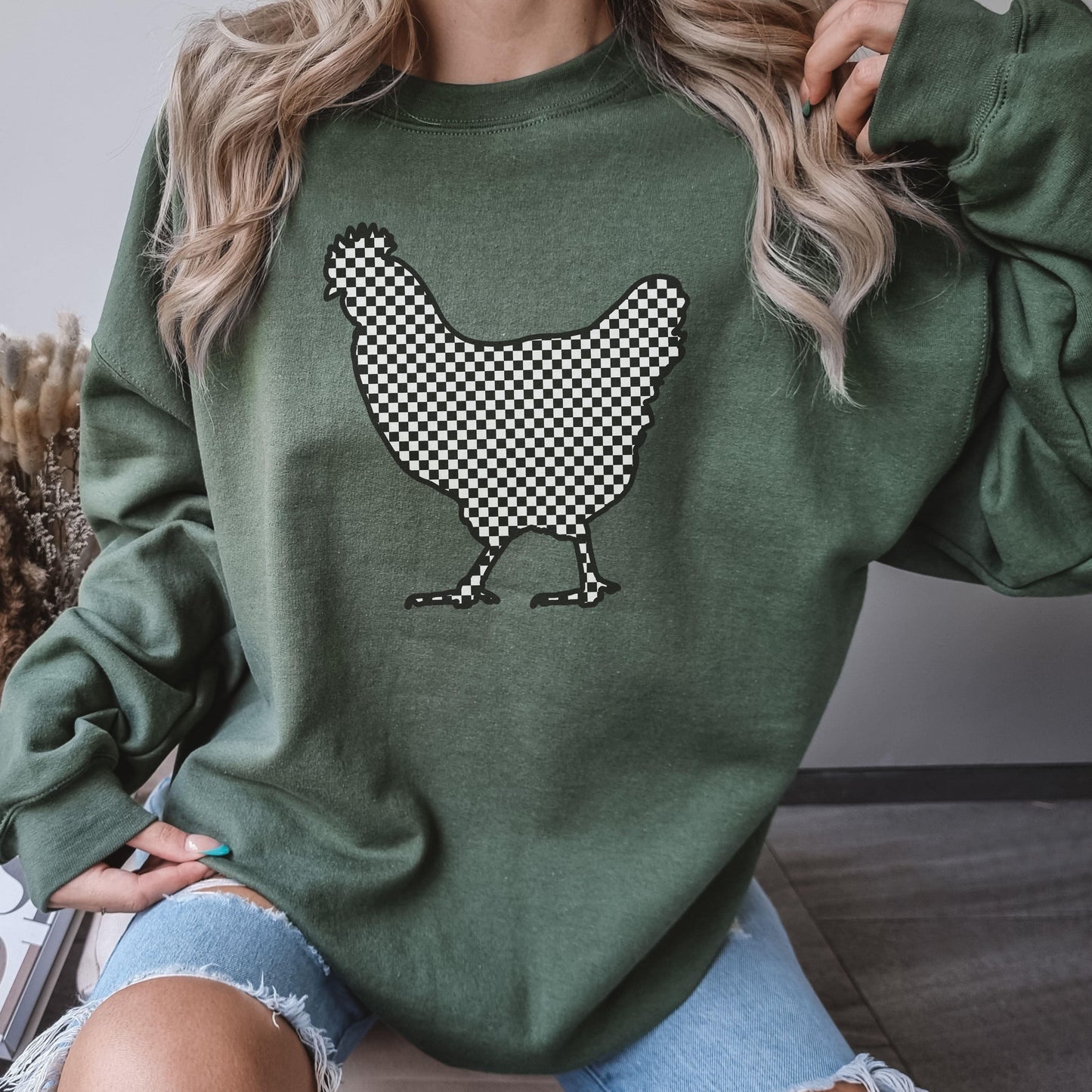 Checkered Chicken Sweatshirt