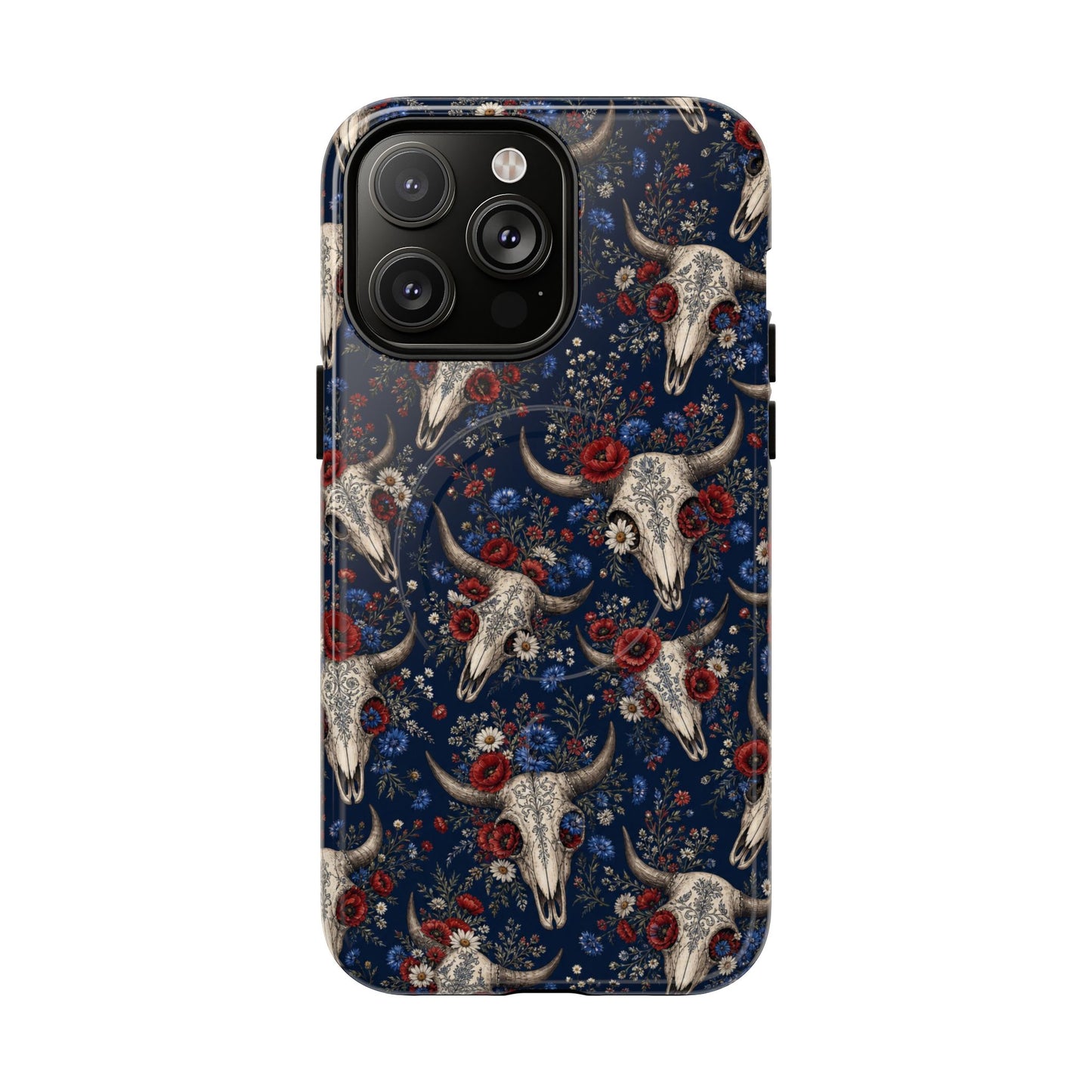 Patriotic Floral Skulls Magnetic Case