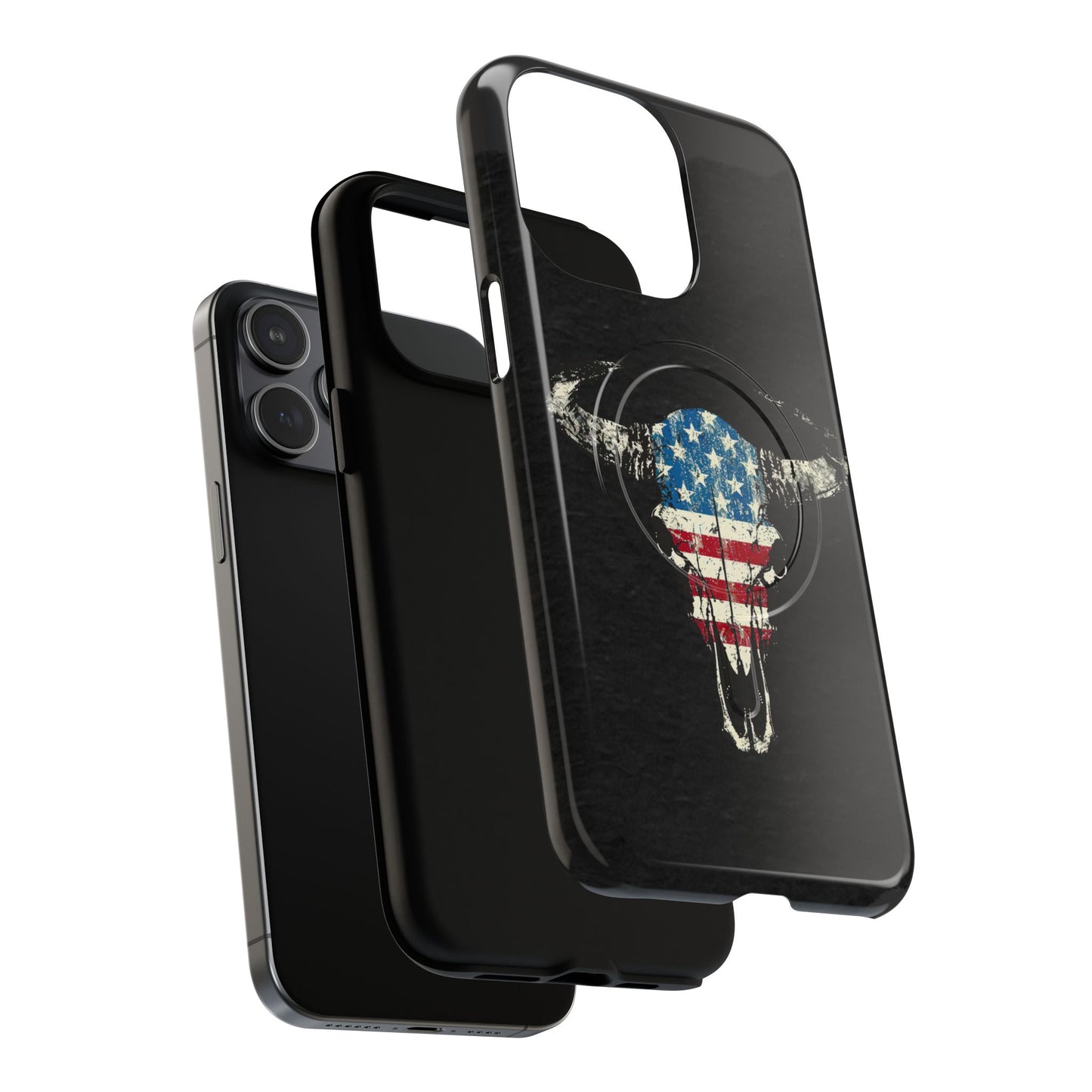 Patriotic Bull Skull Magnetic Case