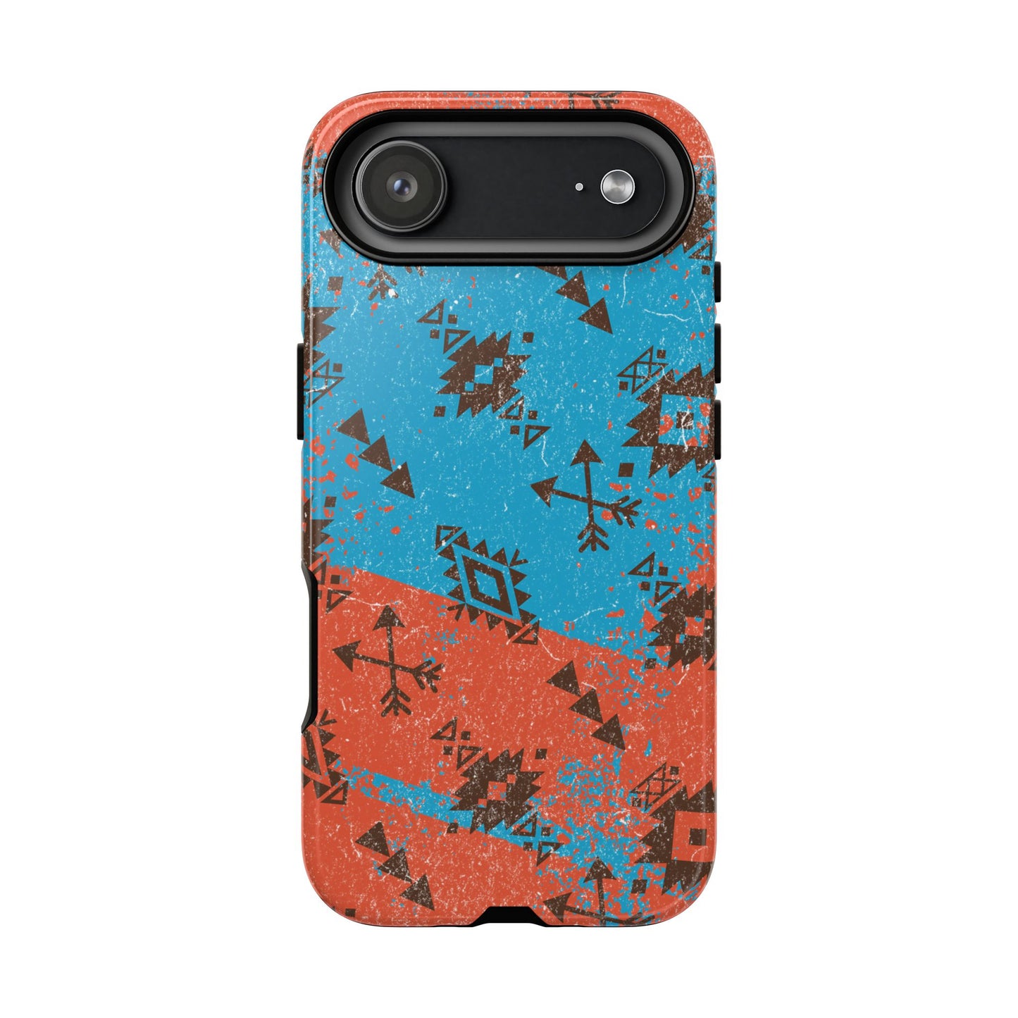 Orange Blue Aztec Grunge Tough Phone Case