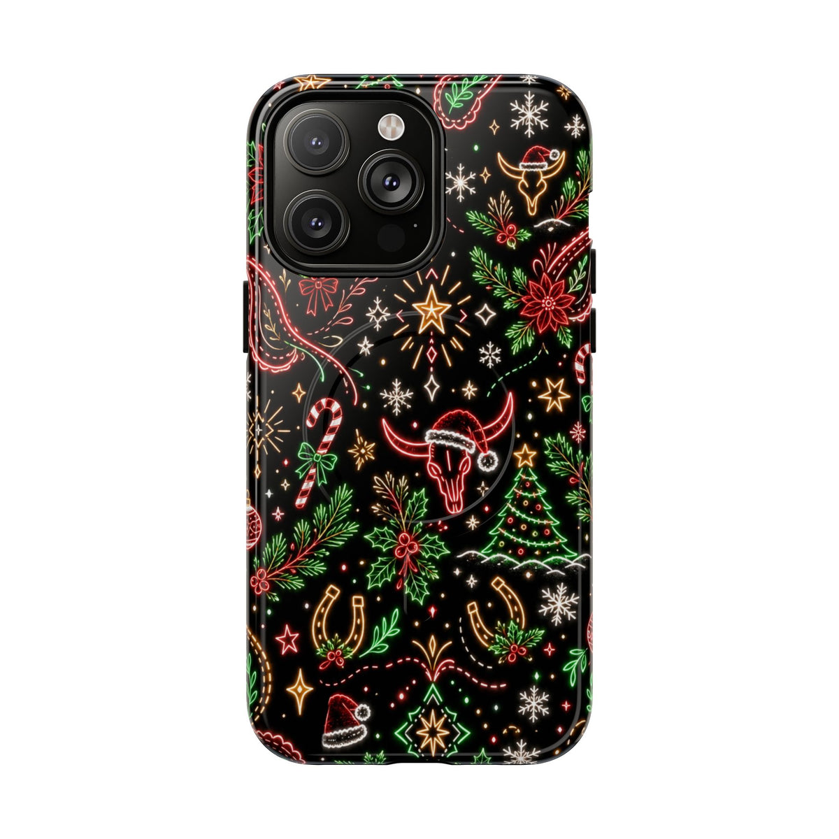 Neon Christmas Skulls Magnetic Case