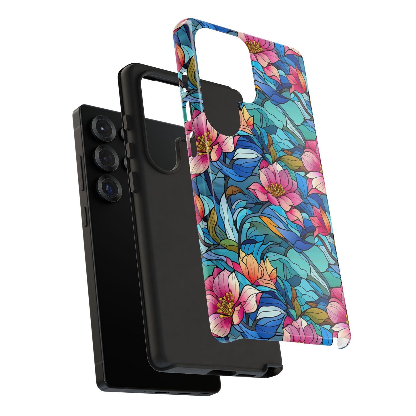 Stained Glass Pink Flowers Phone Case