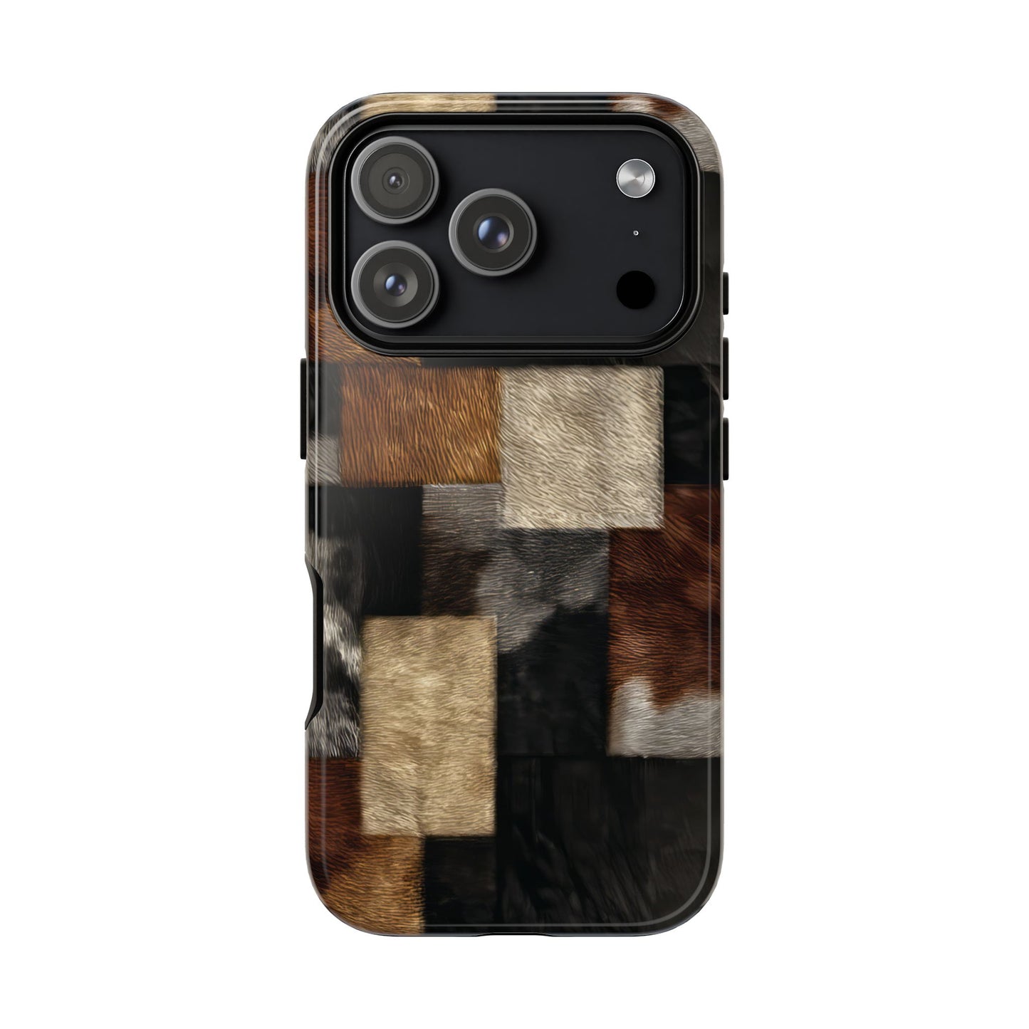 Cowhide Patchwork Tough Phone Case