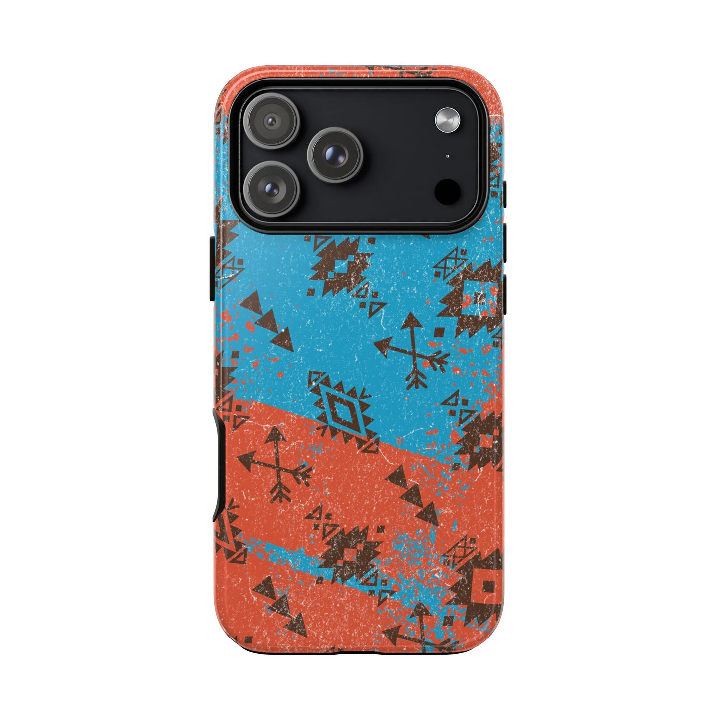 Orange Blue Aztec Grunge Tough Phone Case