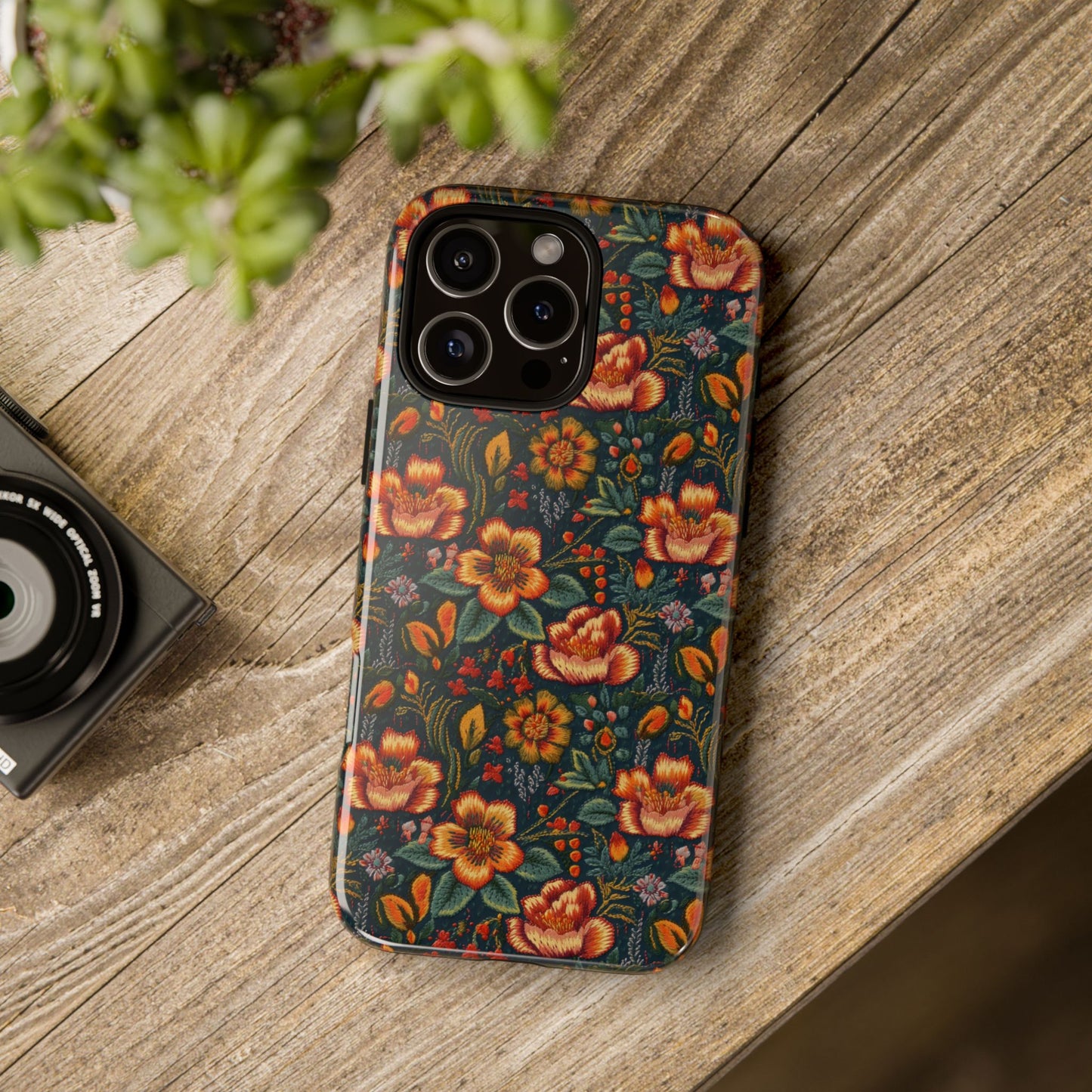 Embroidered Flowers Tough Phone Case