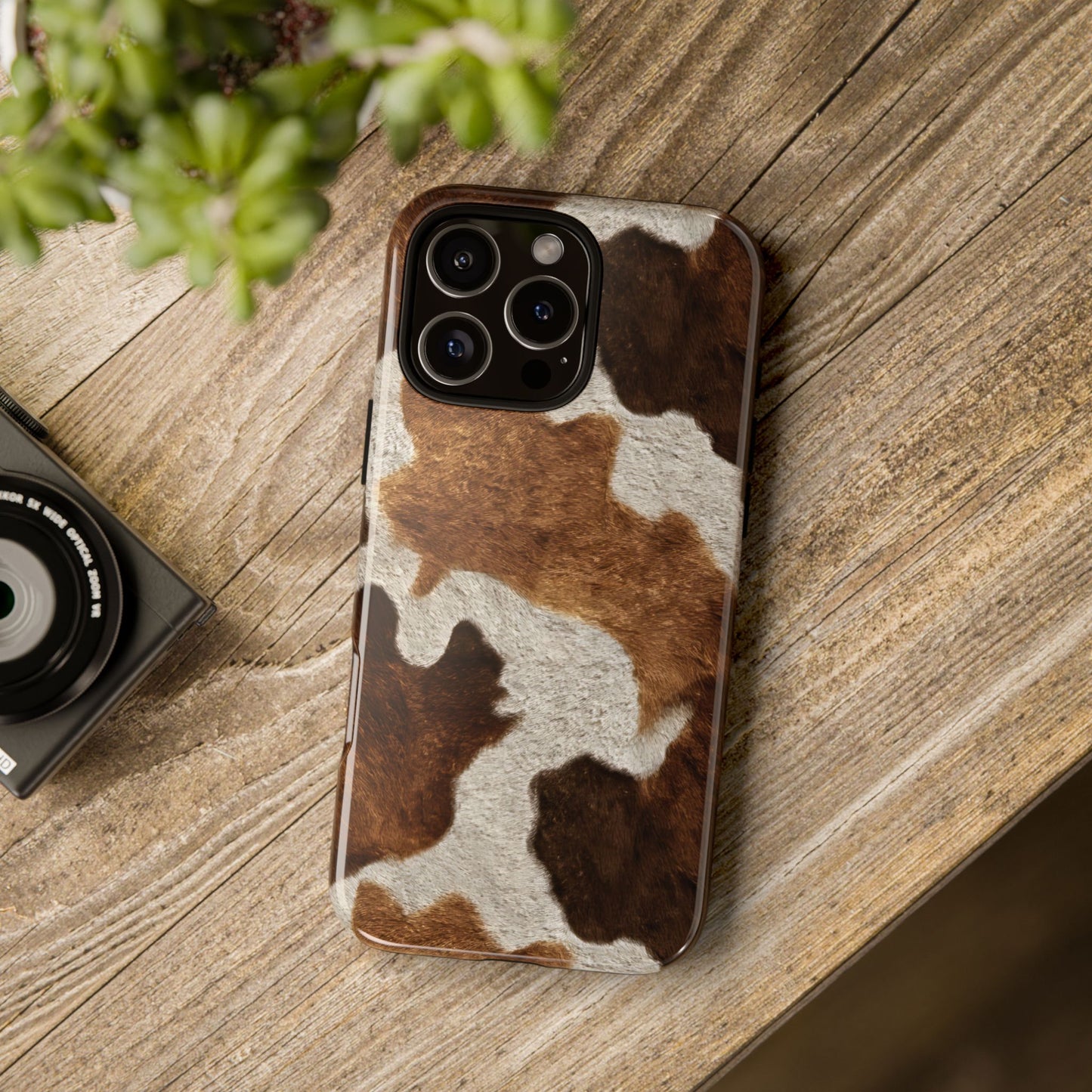 Two-Tone Brown Cowhide Tough Phone Case