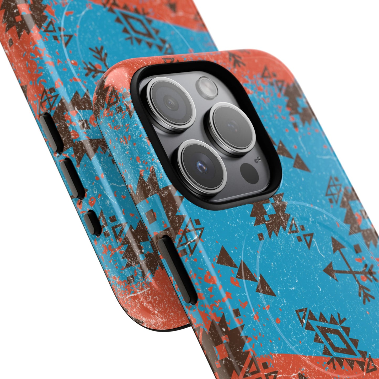 Orange Blue Aztec Grunge Magnetic Case